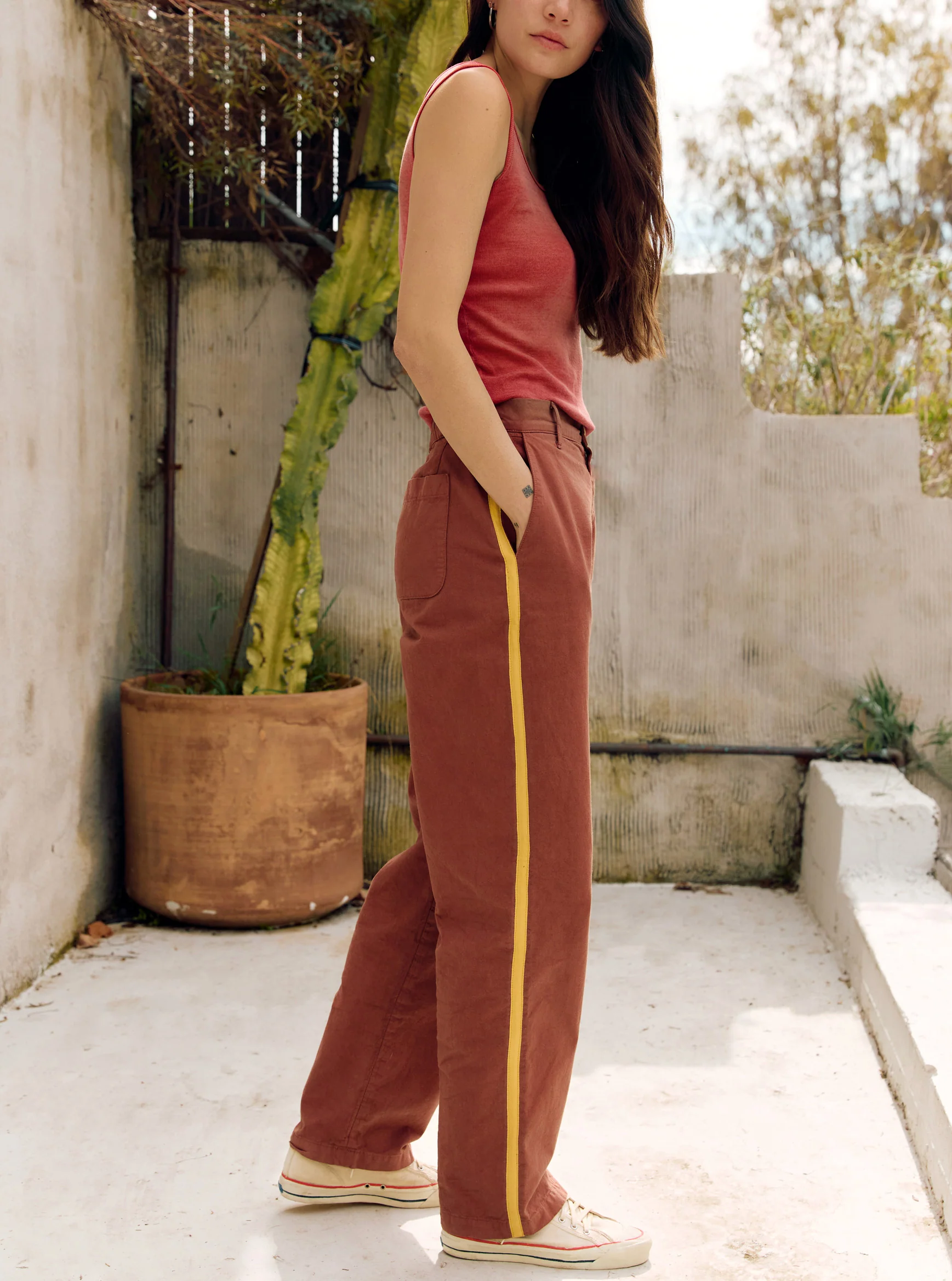 baker striped trouser in terra - Image 5