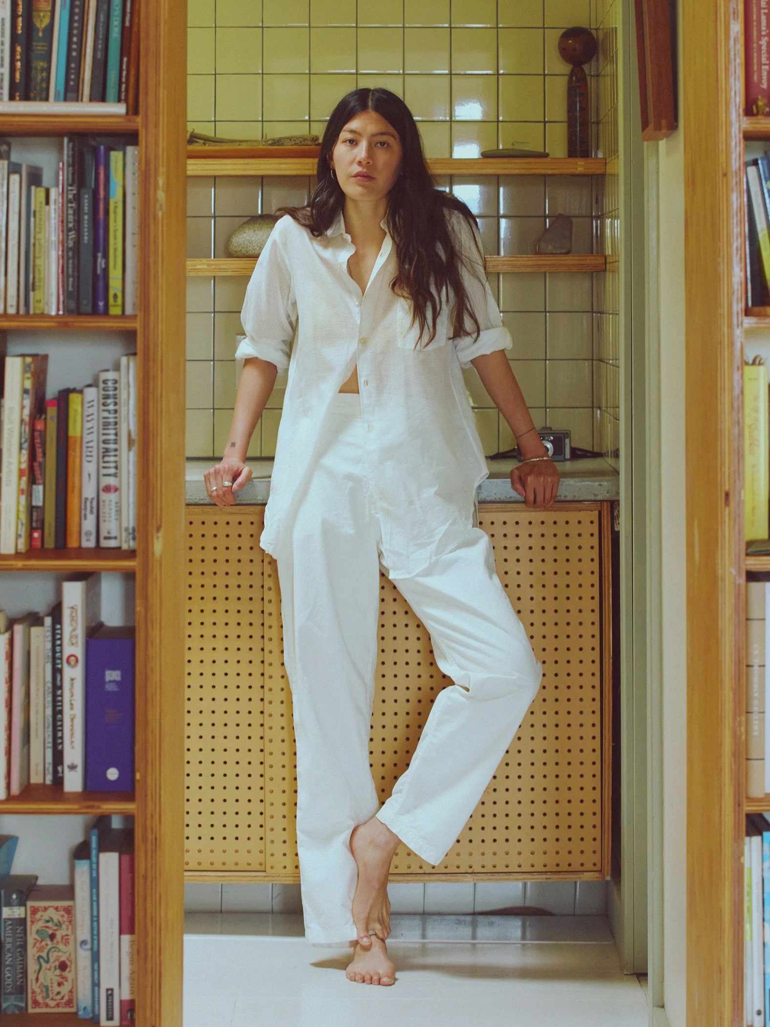 baker striped trouser in white - Image 4