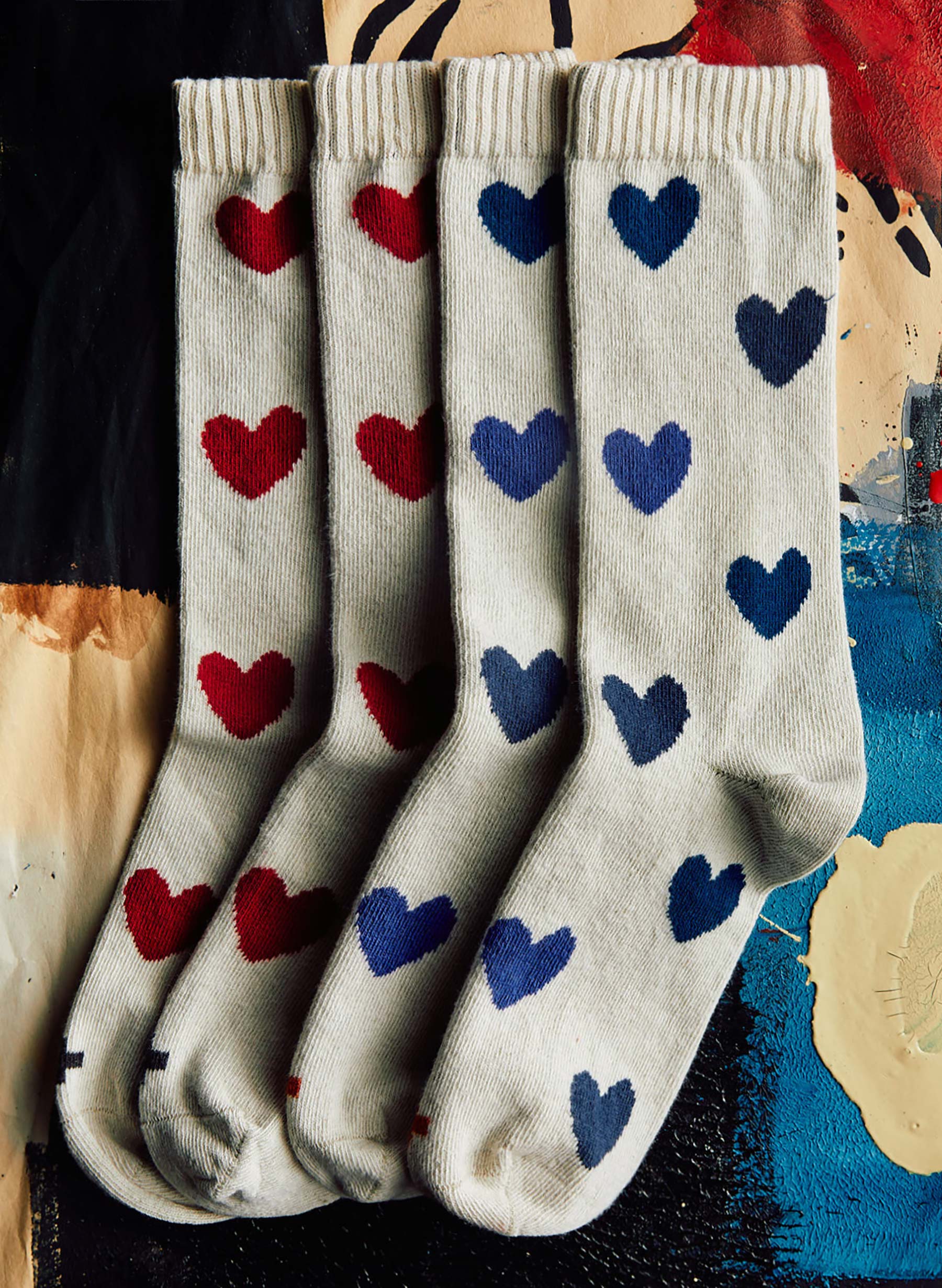 blue heart sock in natural - Image 8