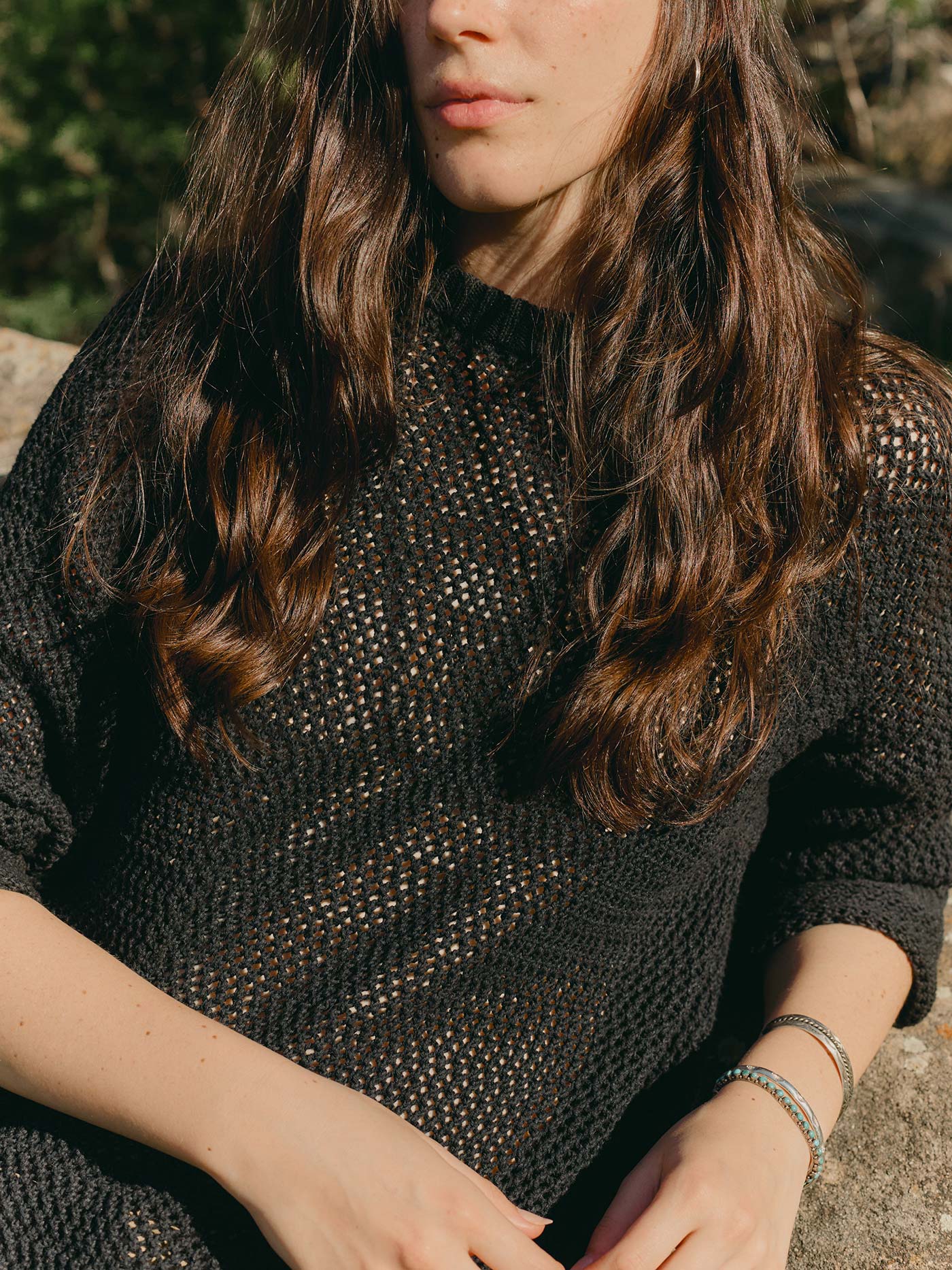 cascabel open weave sweater in black - Image 6