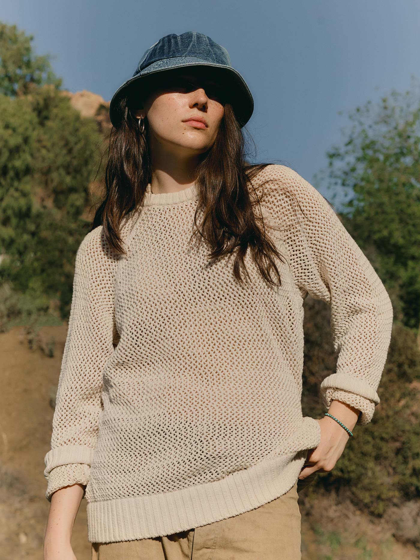 cascabel open weave sweater in natural - Image 3