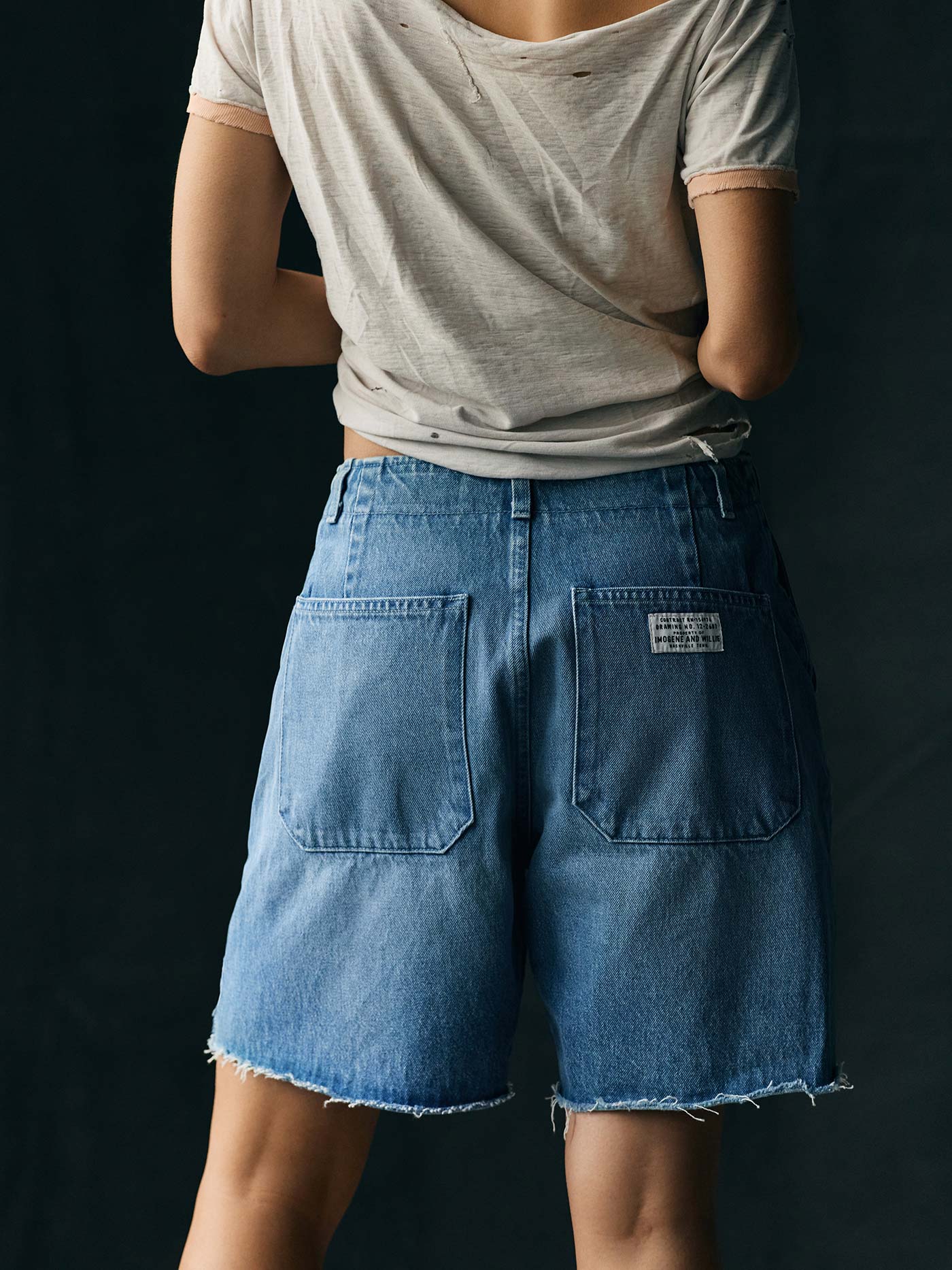 clarke washed denim cutoff short - Image 5