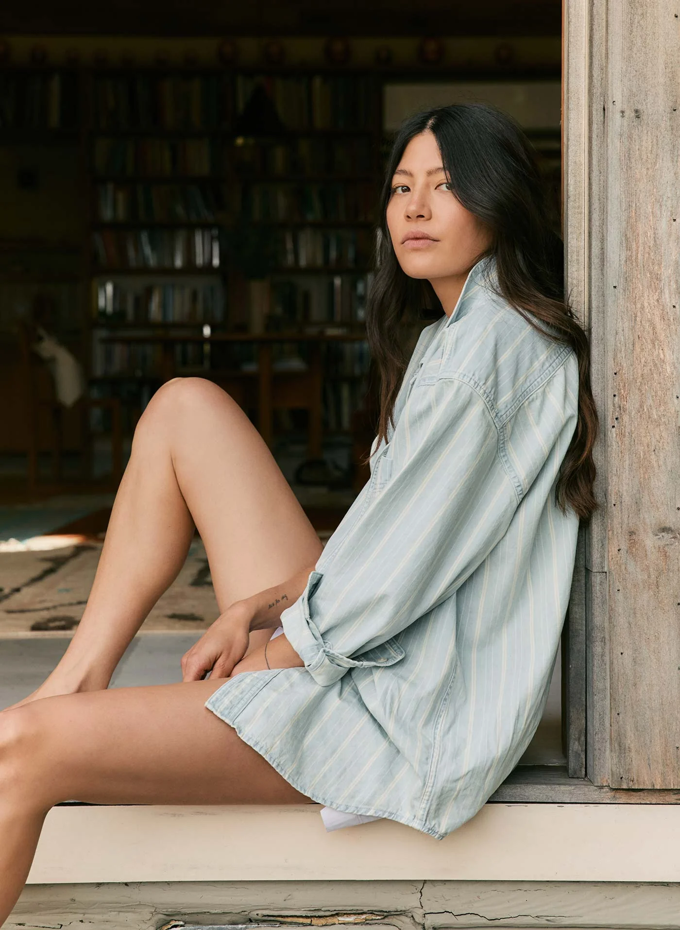 clyde striped denim button up - Image 7