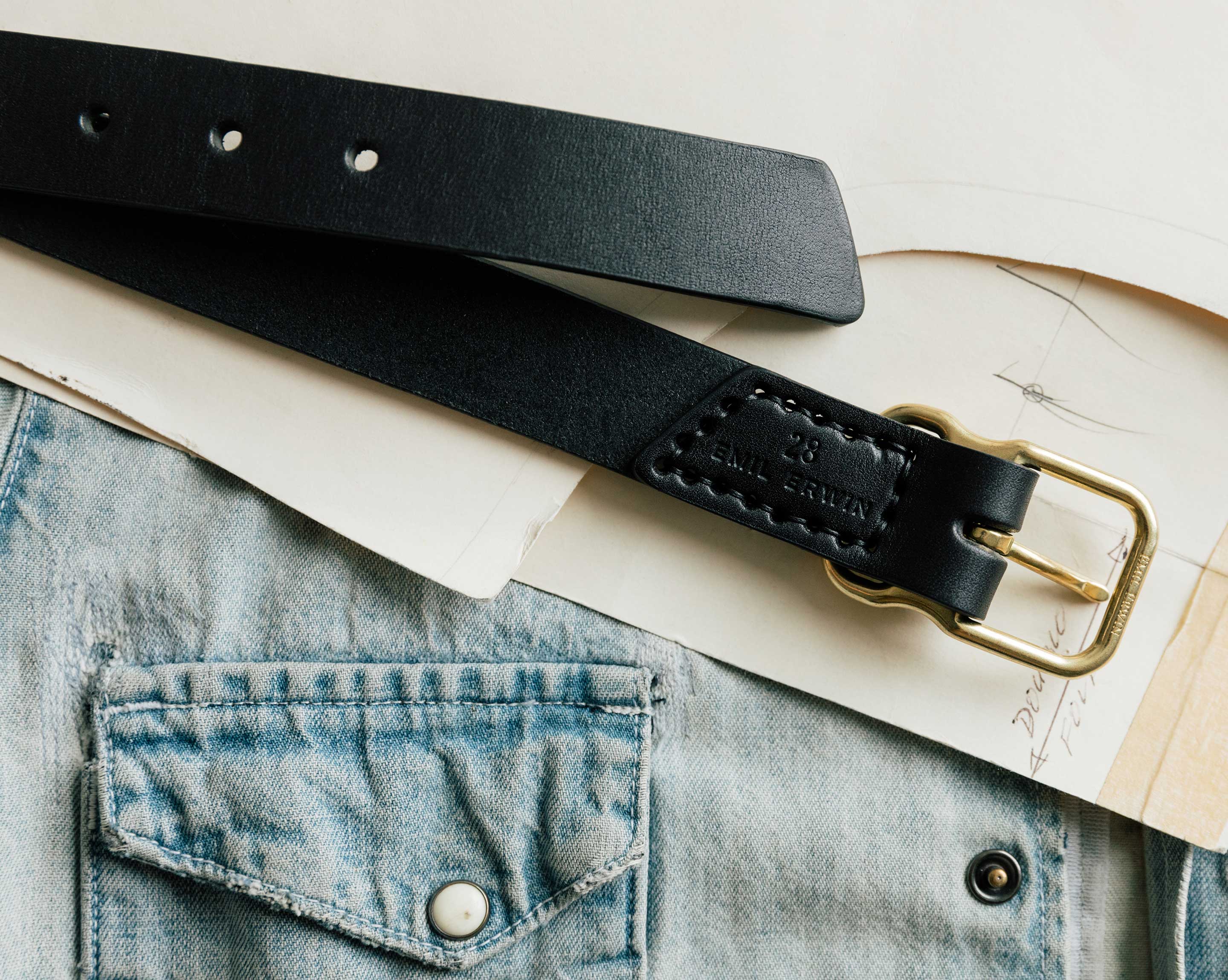 emil erwin narrow signature belt in black - Image 3