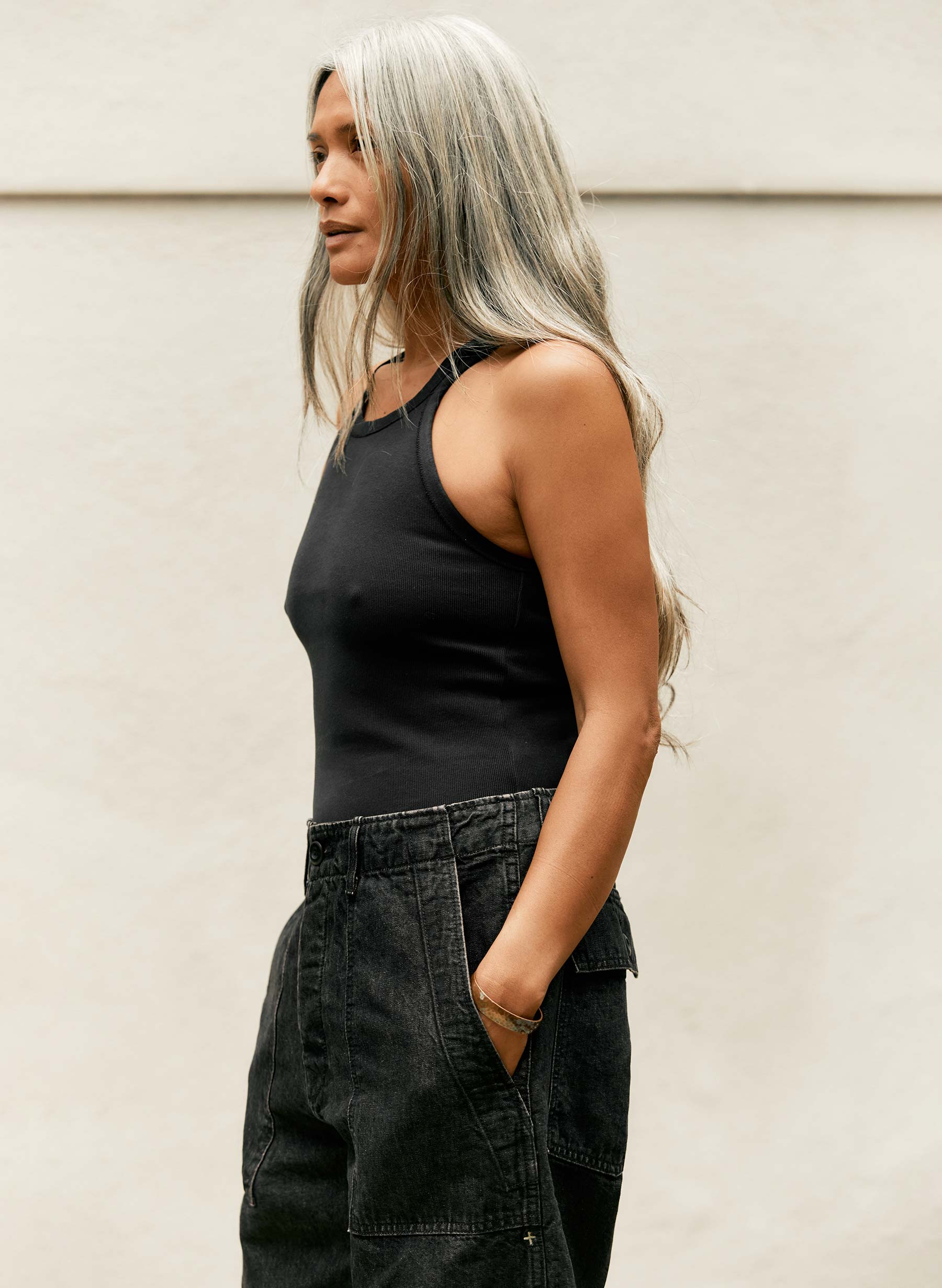 faded black ribbed racerback tank - Image 11
