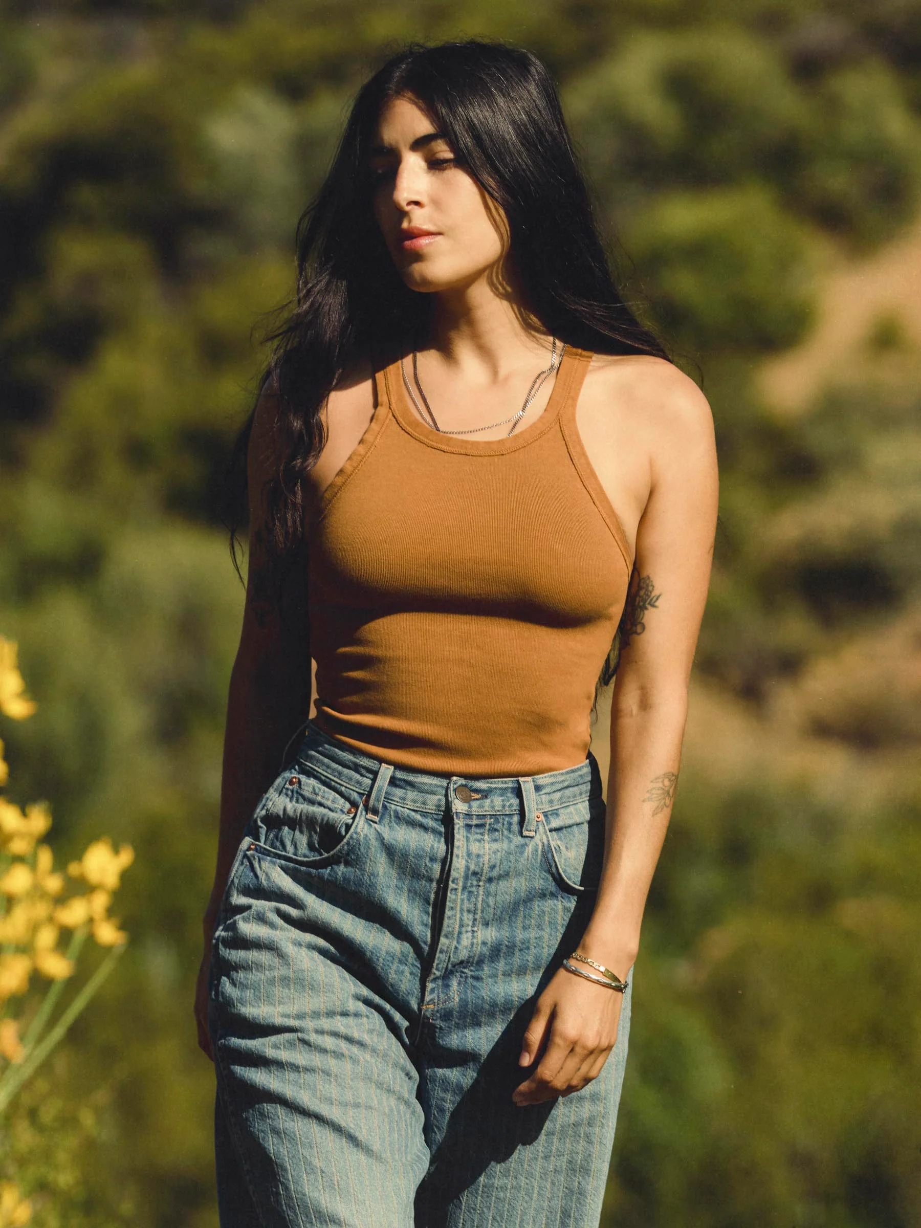 field brown ribbed racerback tank - Image 5