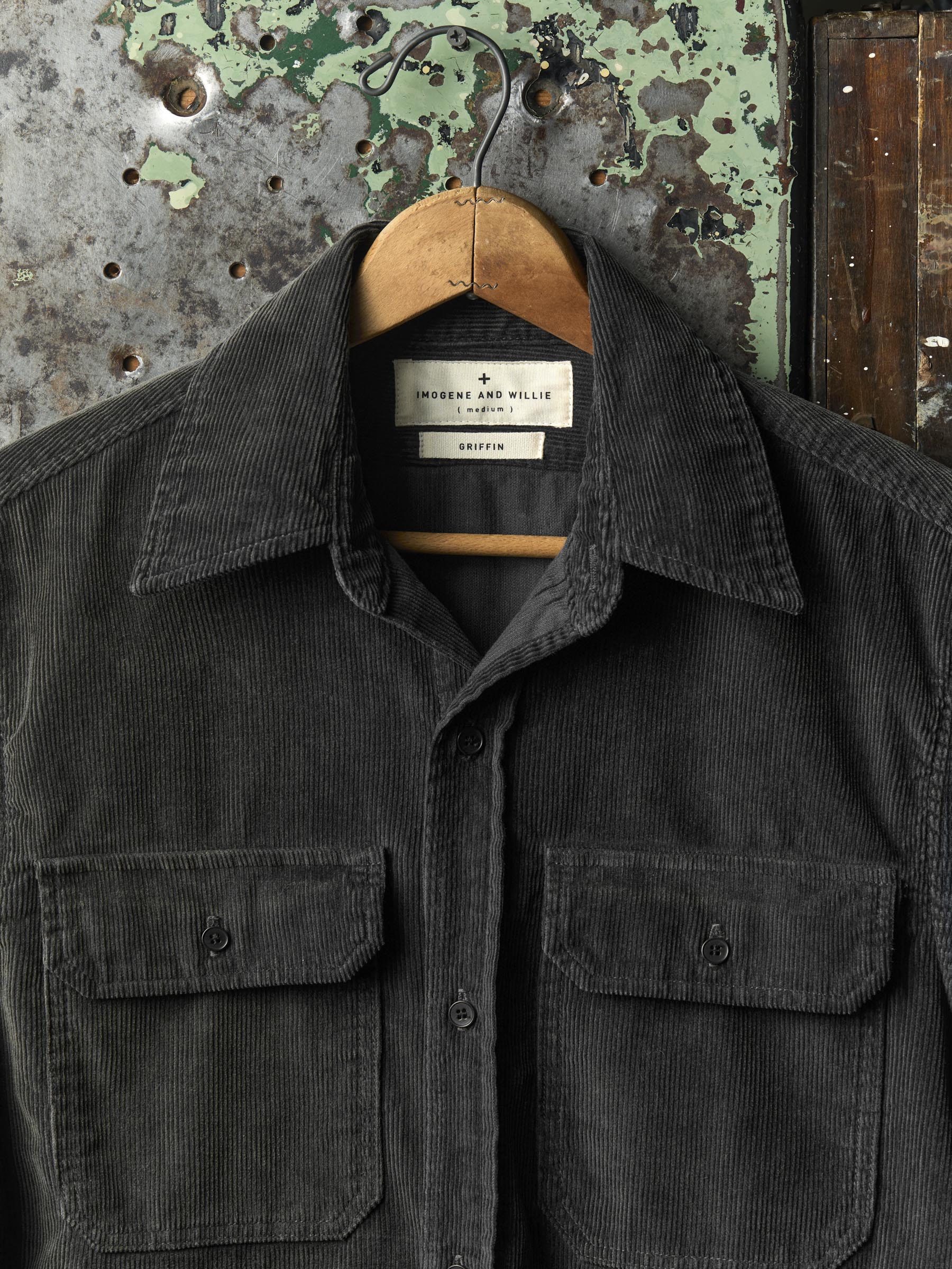 griffin workshirt in faded black cord - Image 2