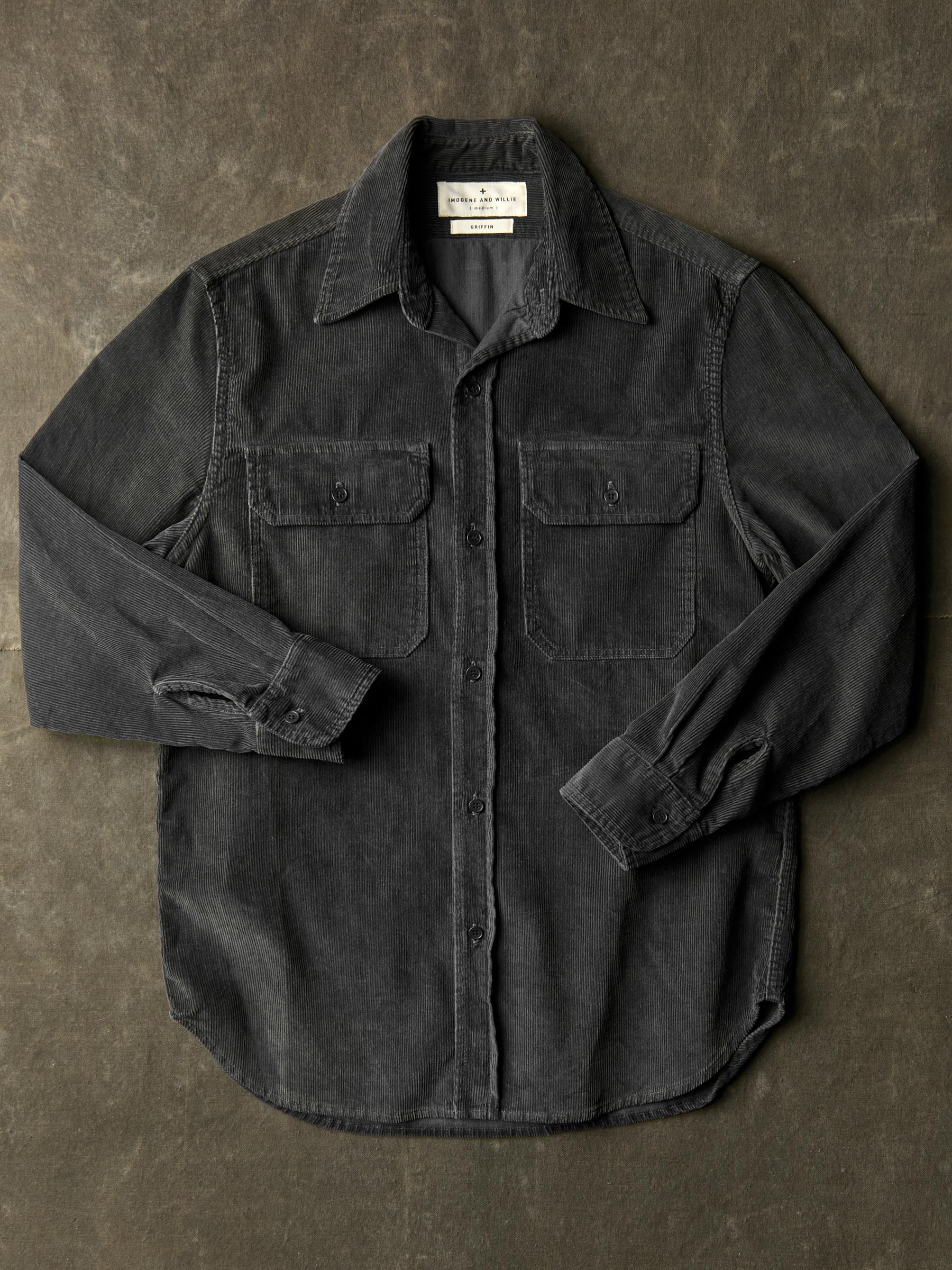 griffin workshirt in faded black cord - Image 3