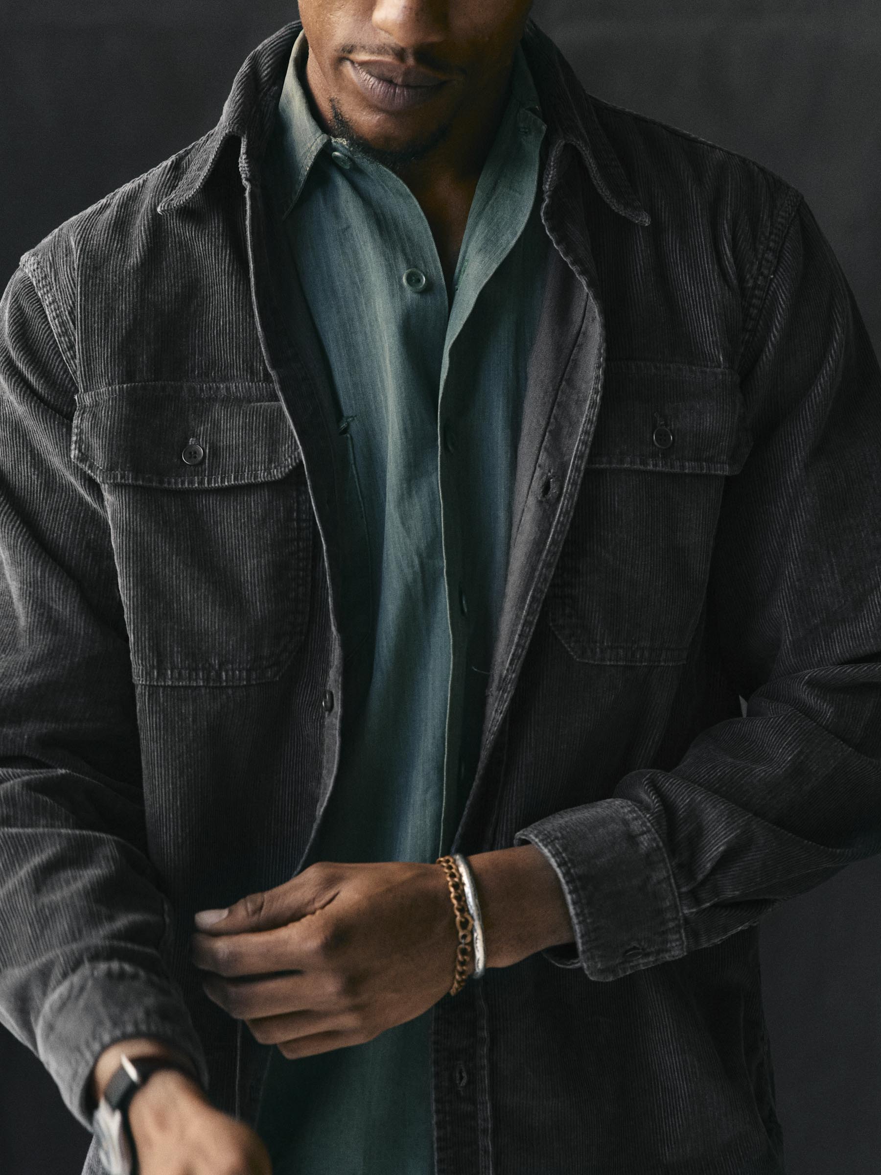griffin workshirt in faded black cord - Image 4