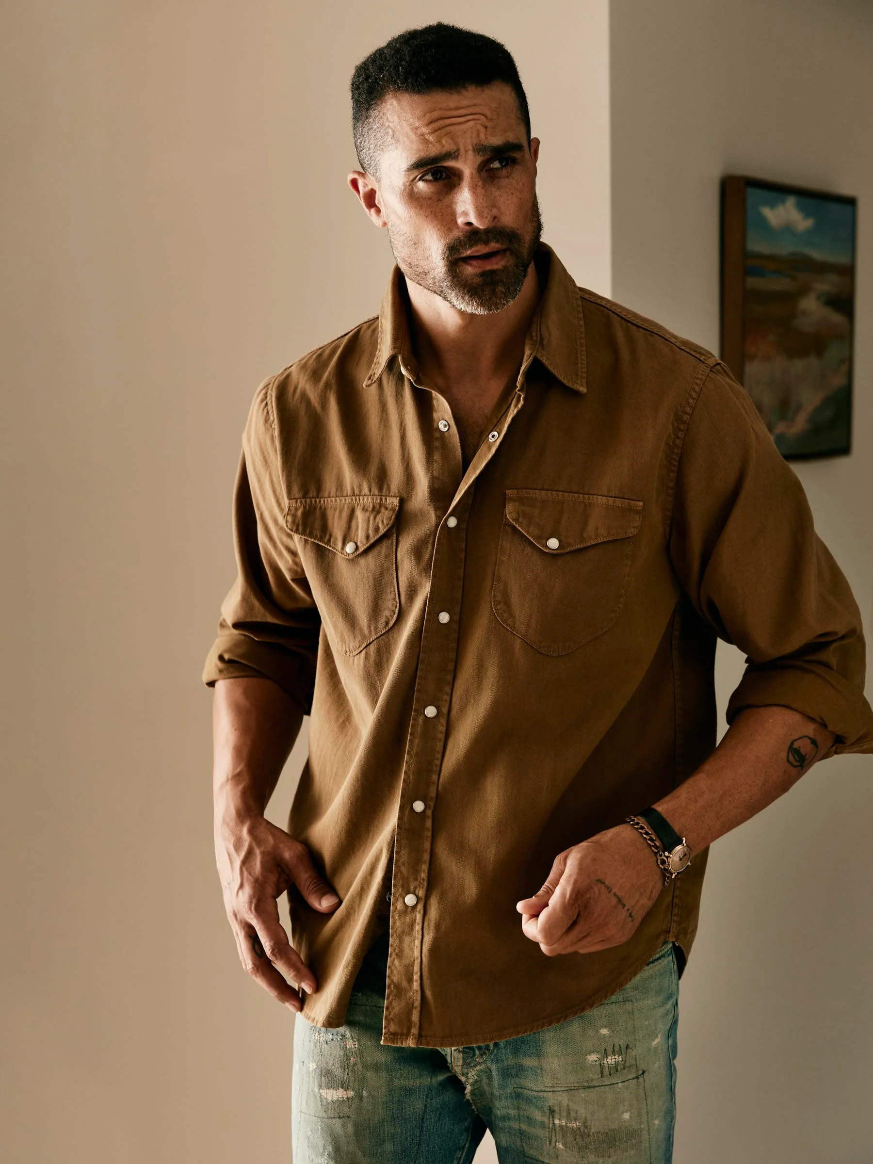 hayes pearl snap in whisper twill - Image 10