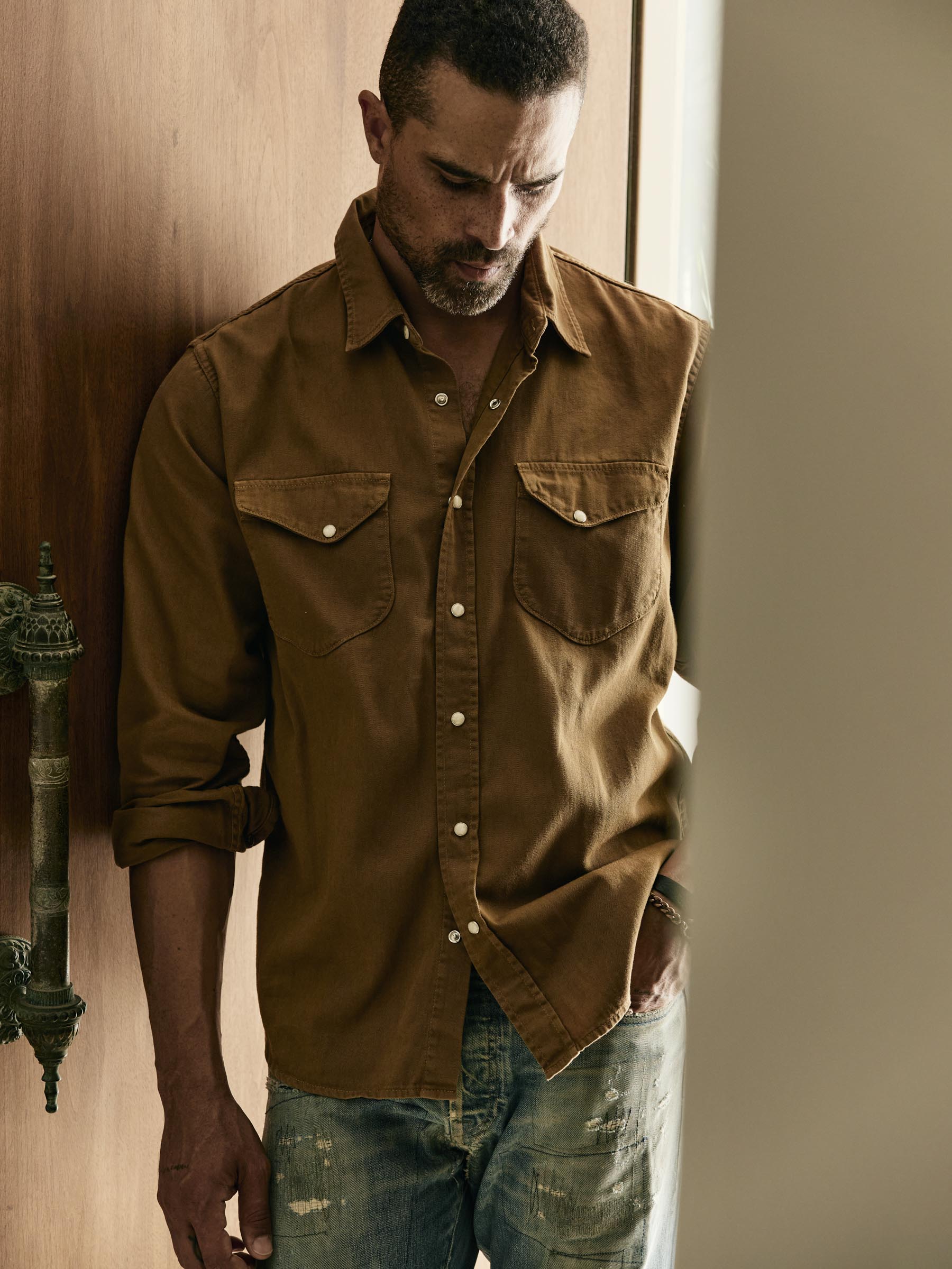 hayes pearl snap in whisper twill - Image 4