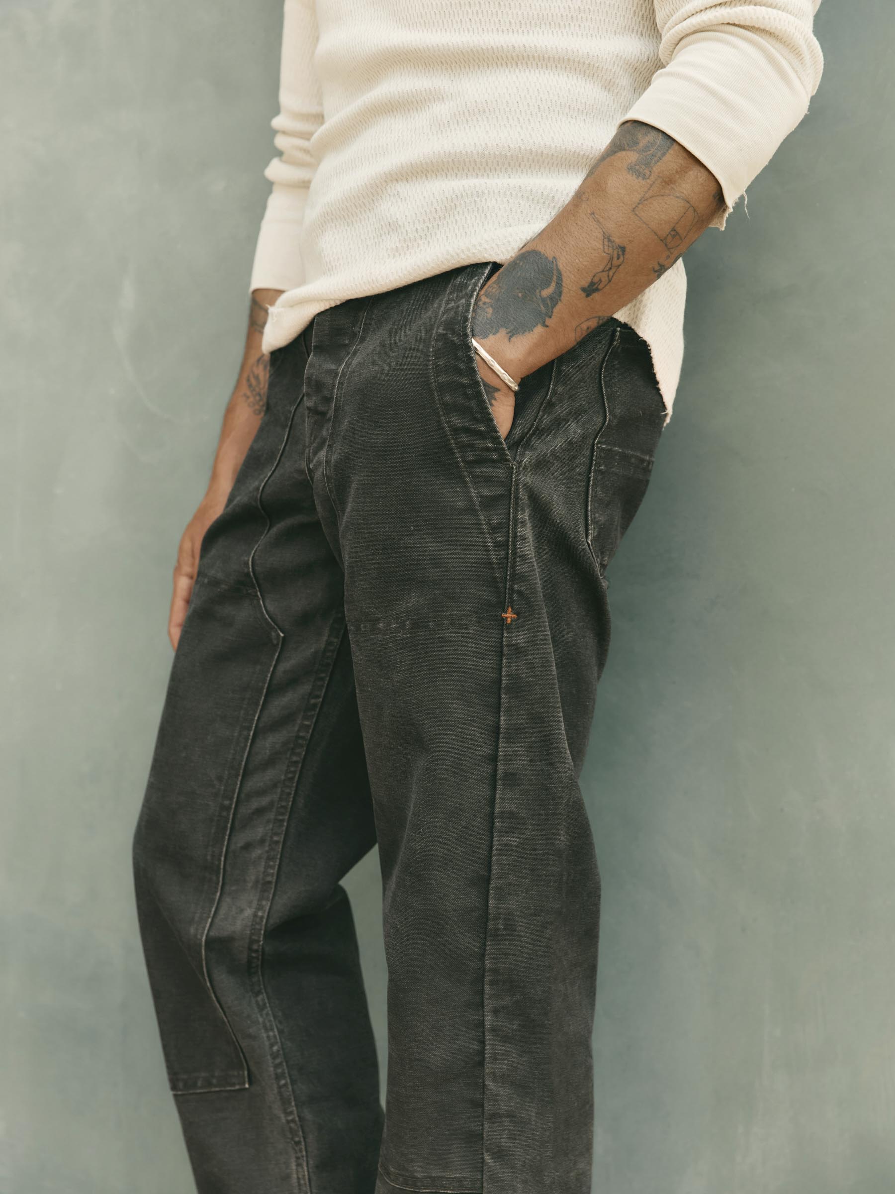 hencye canvas workpant in washed slate - Image 10