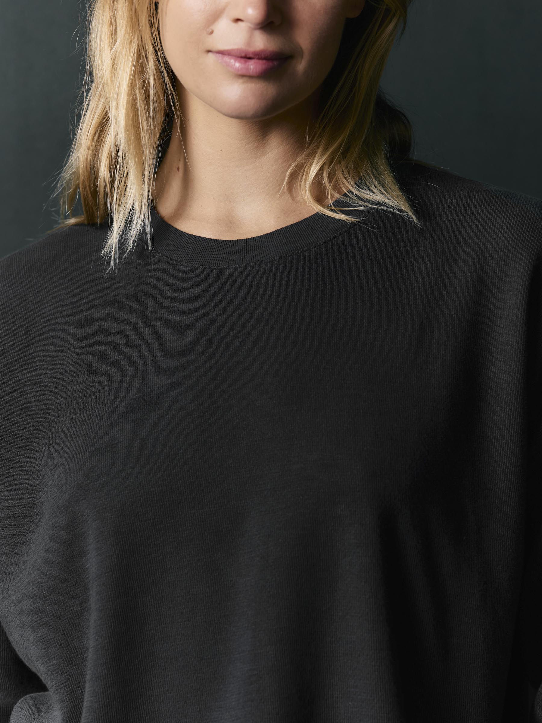 long sleeve midweight crew in faded black - Image 4