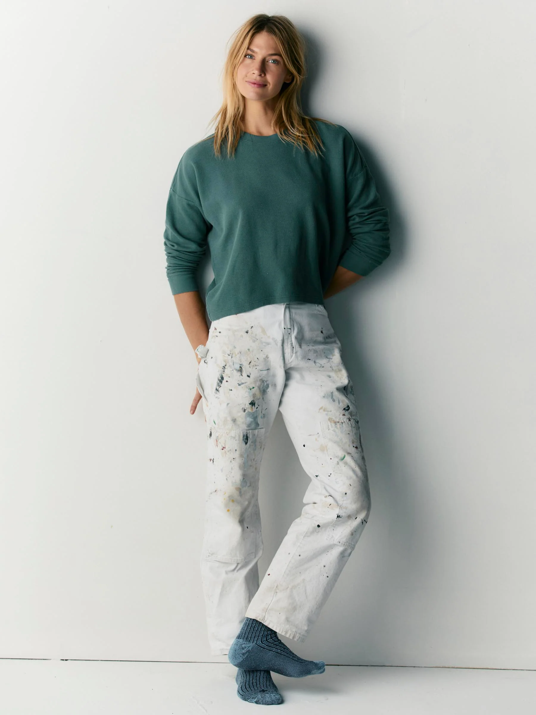 long sleeve midweight crew in spruce - Image 4