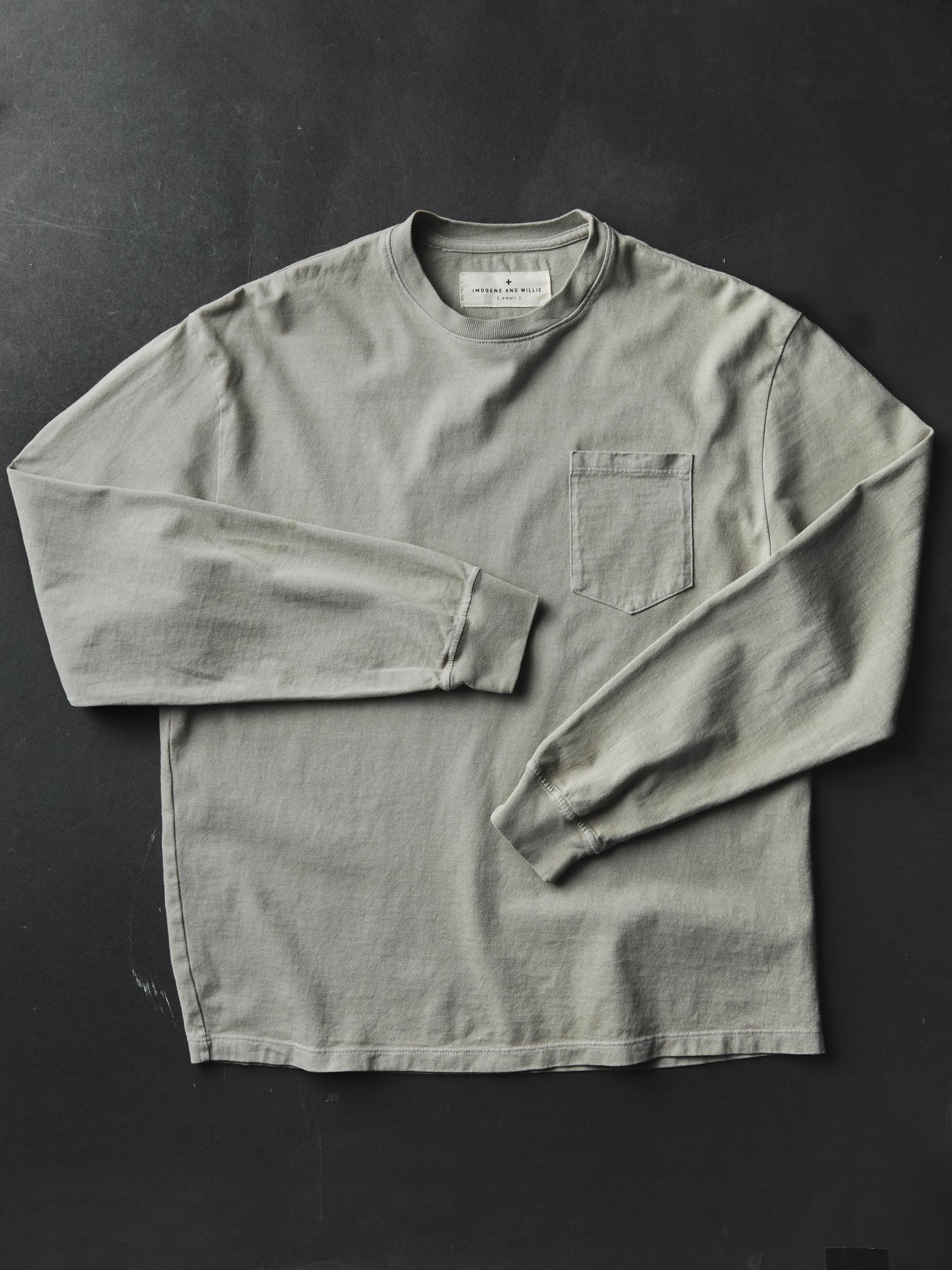 long sleeve pocket tee in stone - Image 3