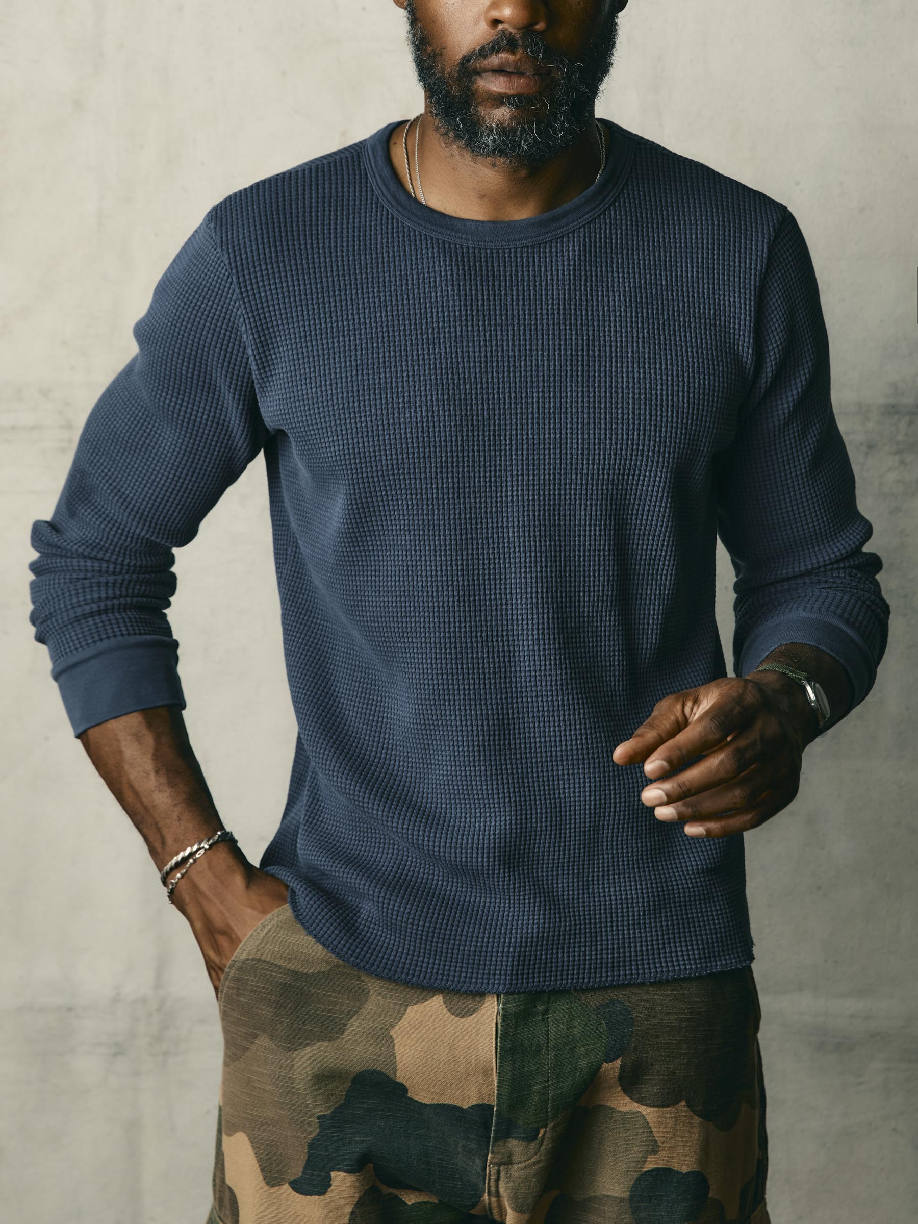long sleeve thermal crew in steel blue - Image 5