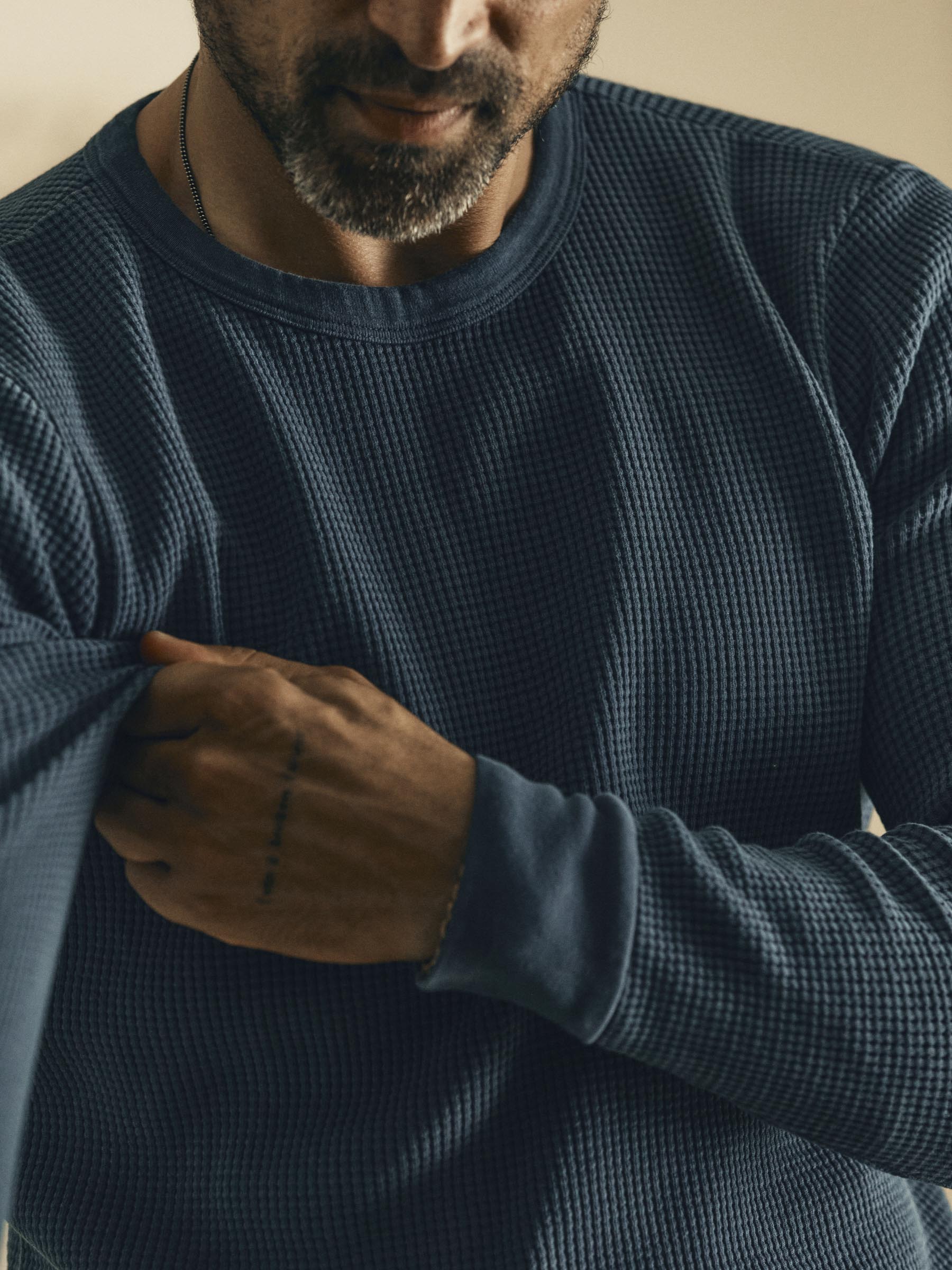 long sleeve thermal crew in steel blue - Image 6