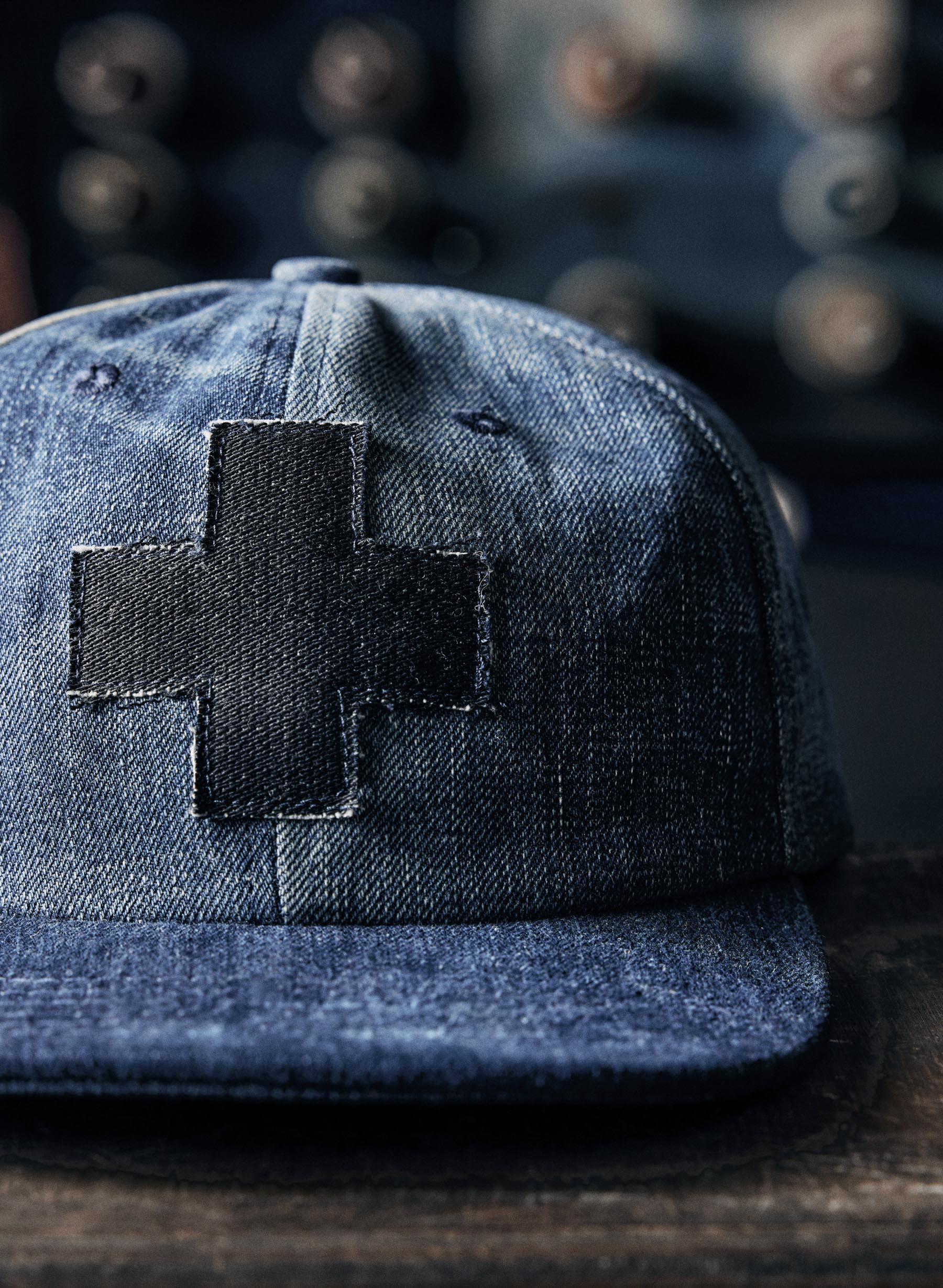 love fades recycled denim "plus" cap - Image 3