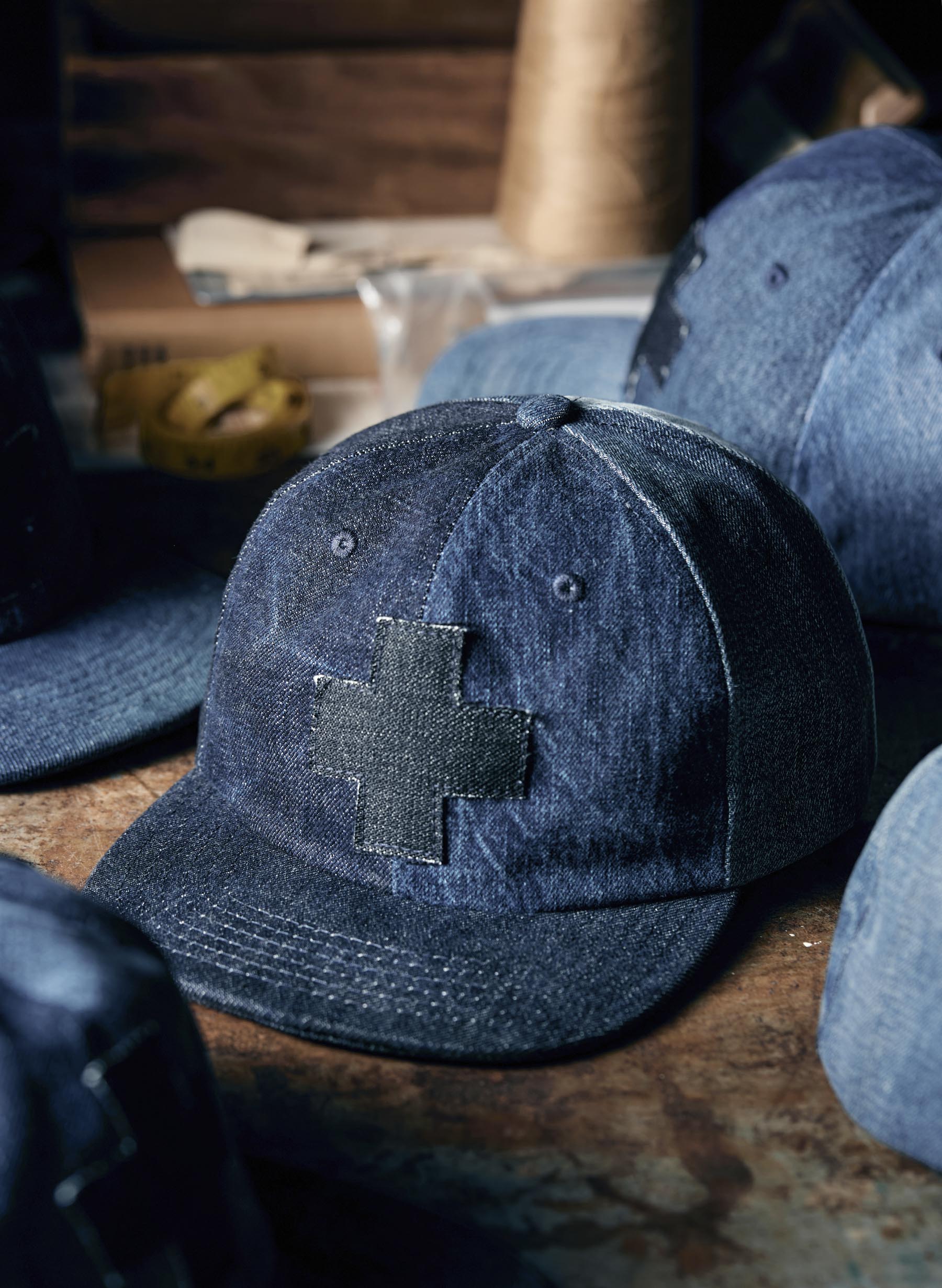 love fades recycled denim "plus" cap - Image 4
