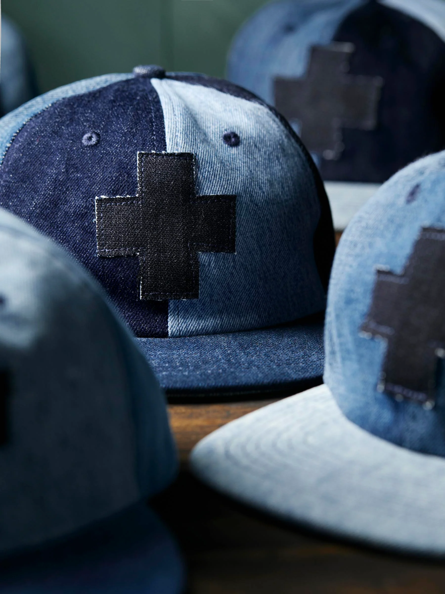 love fades recycled denim "plus" cap - Image 5