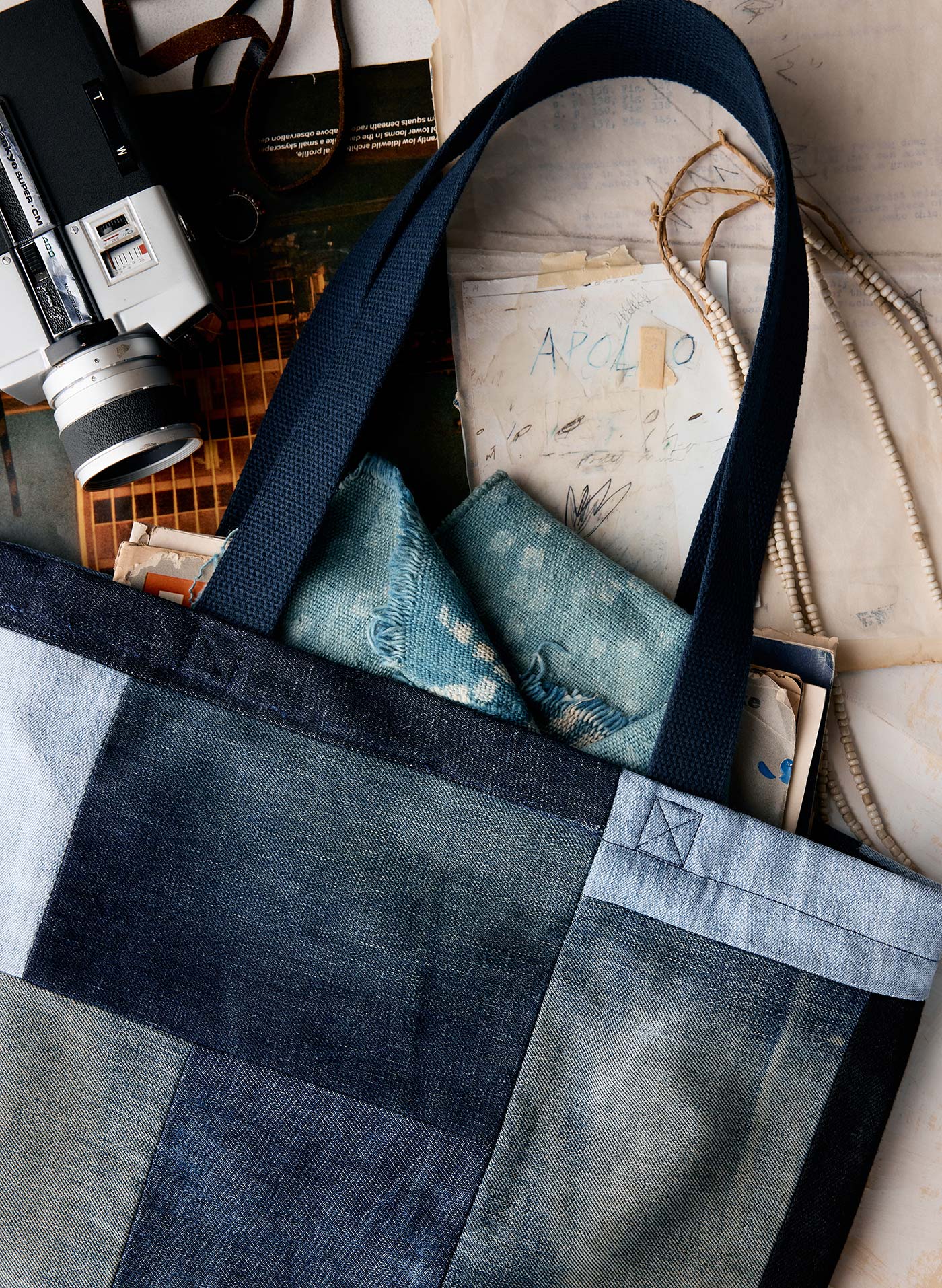 love fades recycled denim tote - Image 3