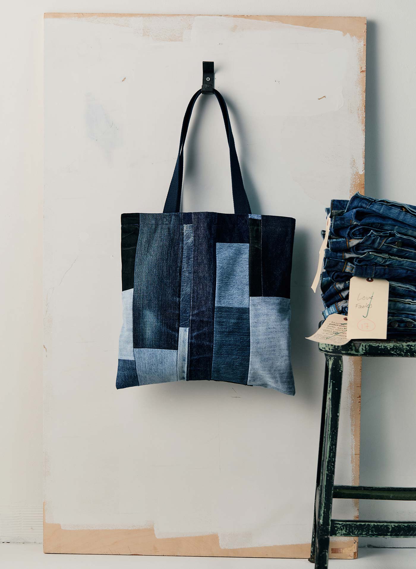 love fades recycled denim tote - Image 9