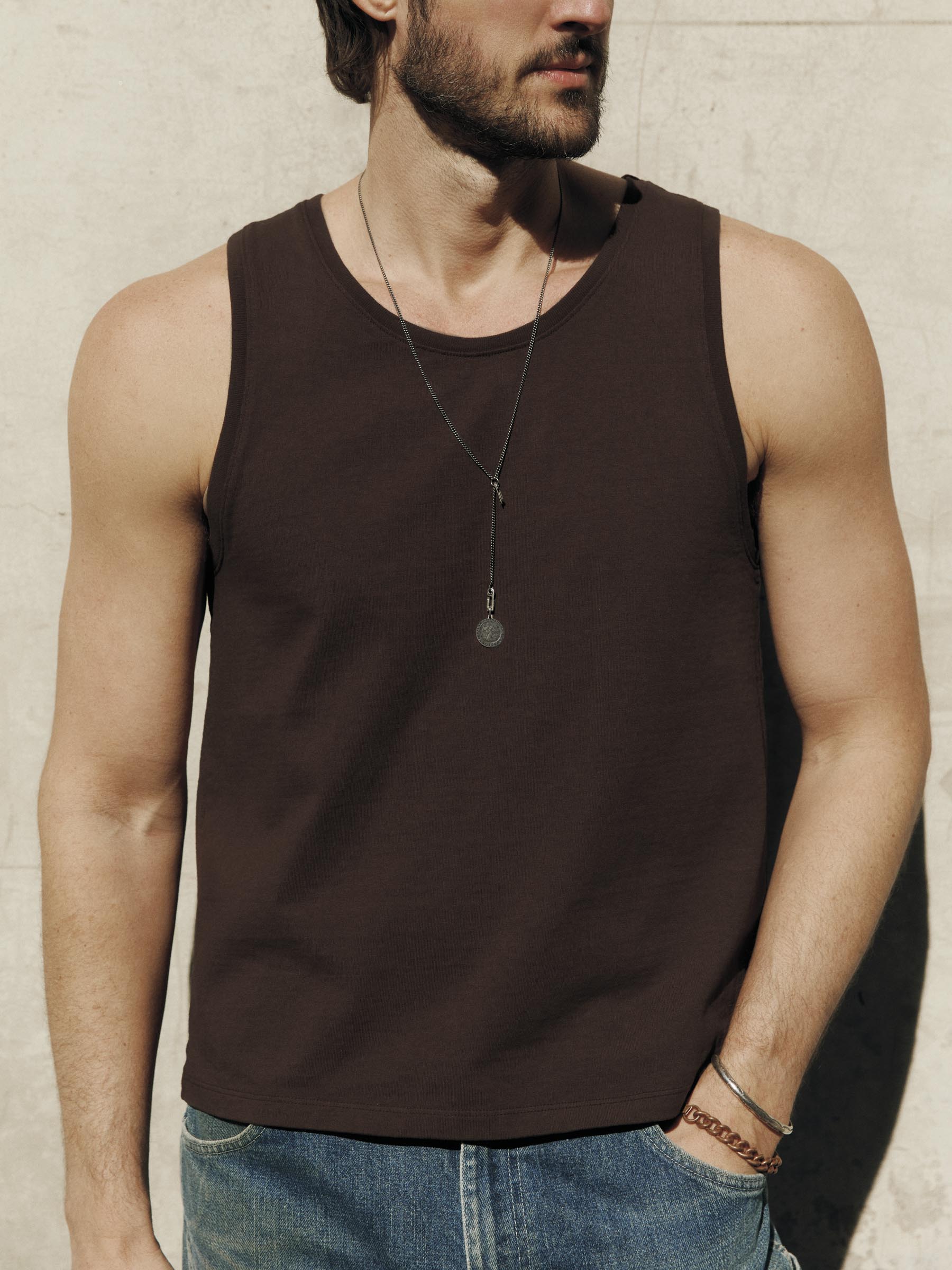 midweight box tank in brown - Image 6