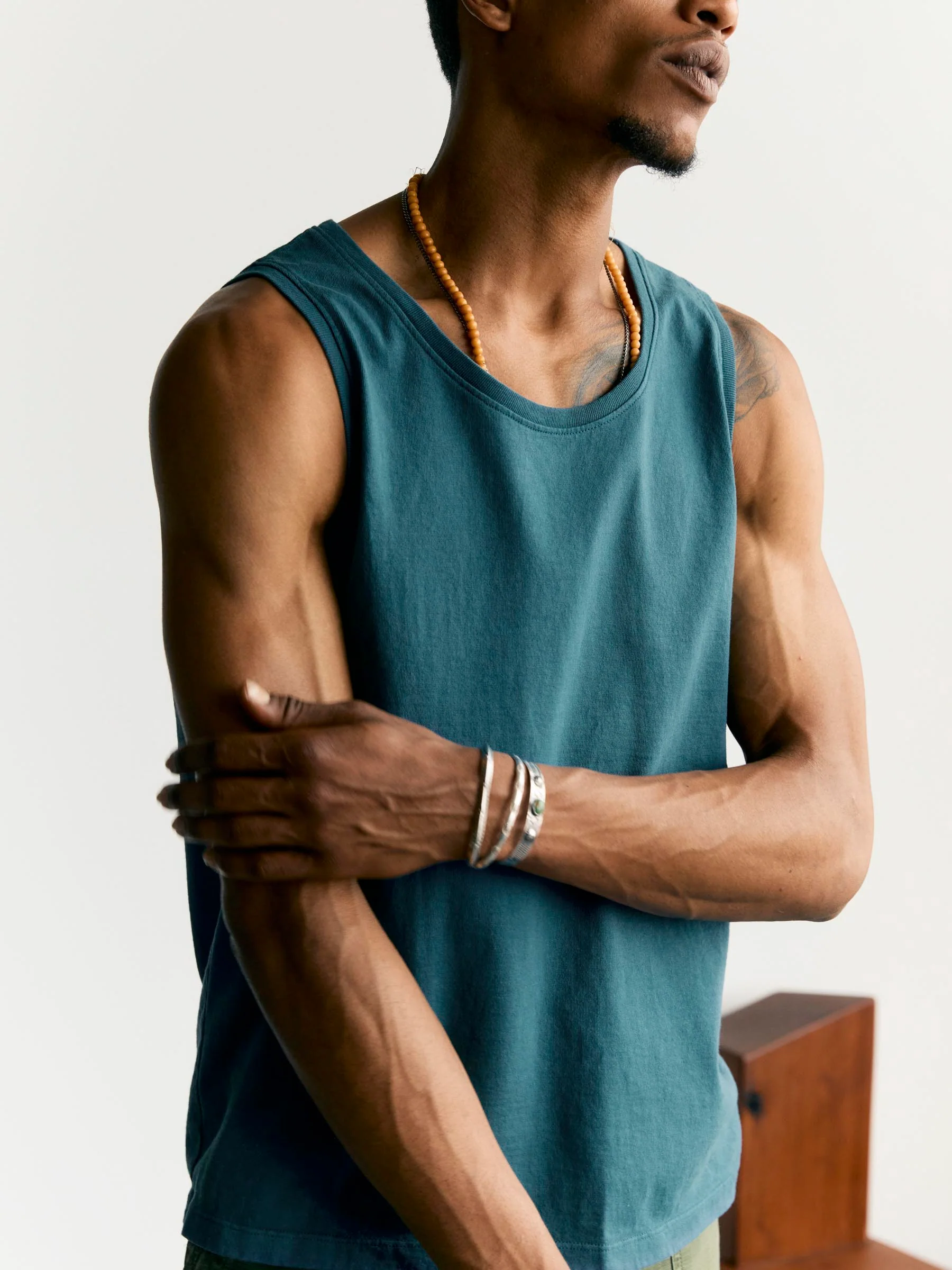 midweight box tank in teal - Image 4