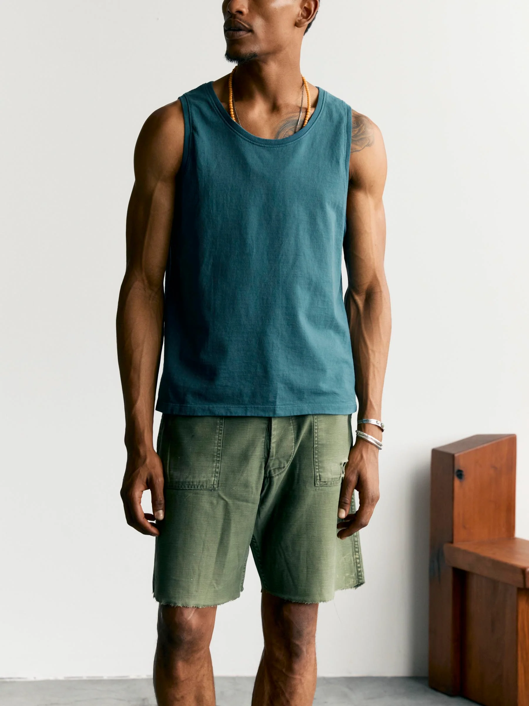 midweight box tank in teal - Image 7