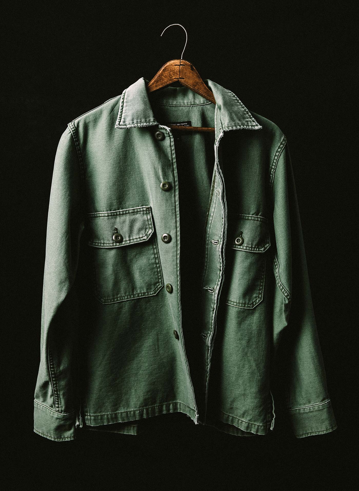 military shirt jacket in fatigue green - Image 11