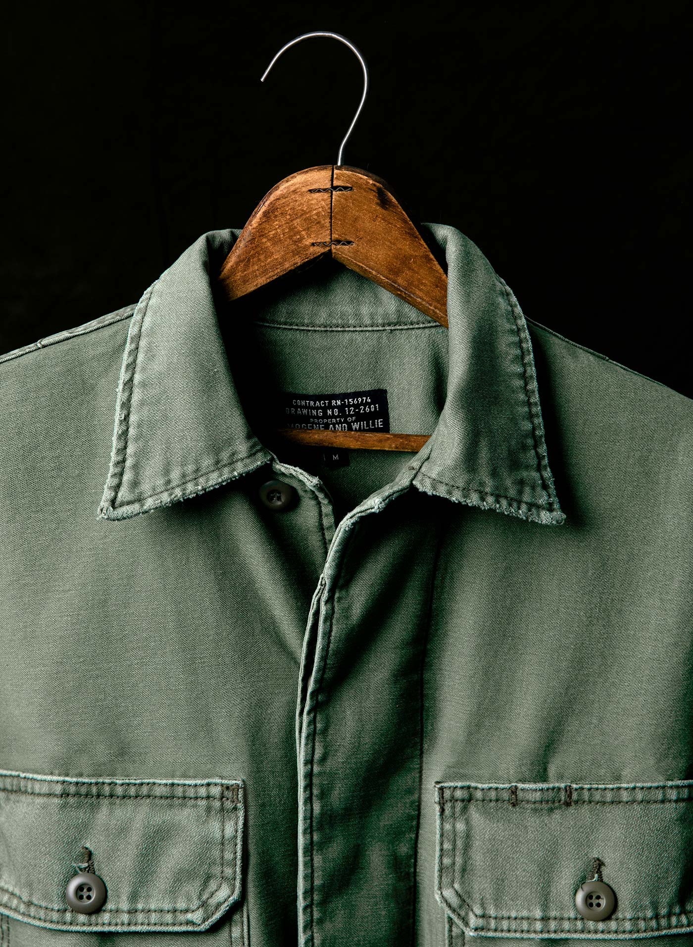 military shirt jacket in fatigue green - Image 8