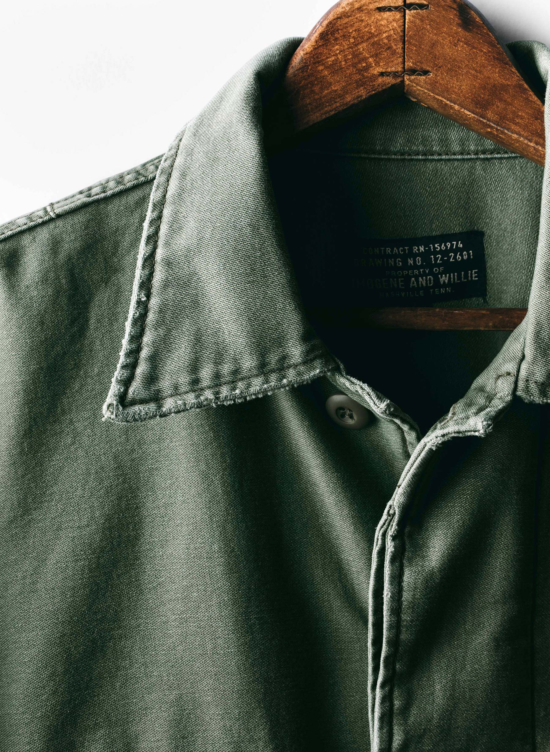 military shirt jacket in fatigue green - Image 4