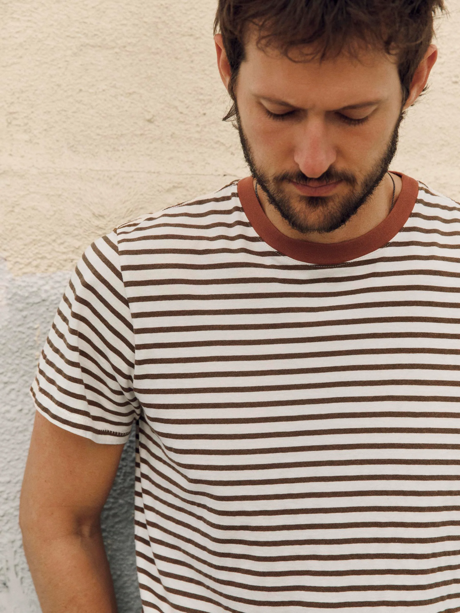 novel knit crew in brown stripe - Image 3