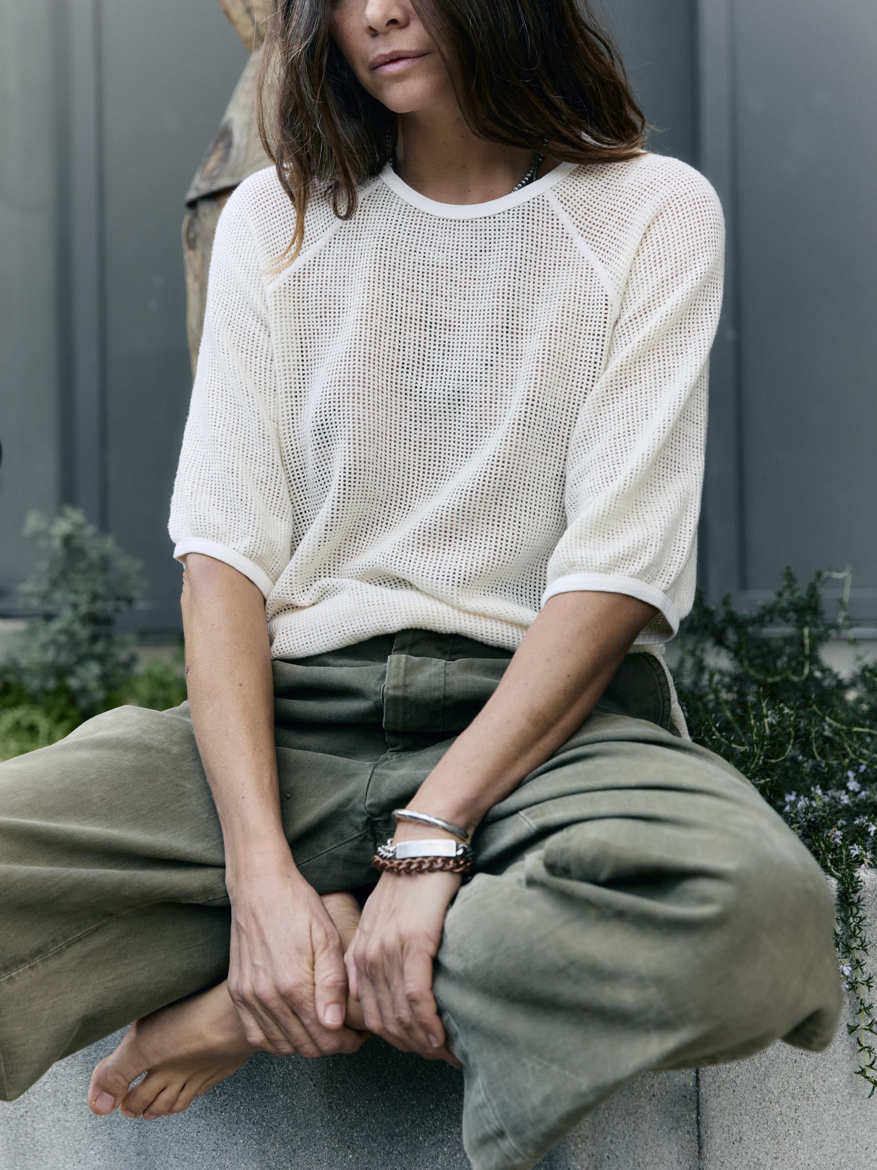 open weave raglan tee in natural - Image 5