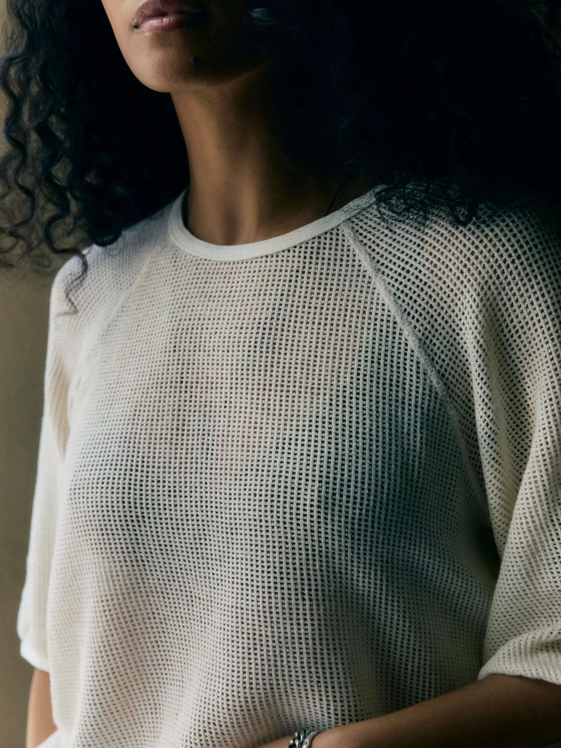 open weave raglan tee in natural - Image 6