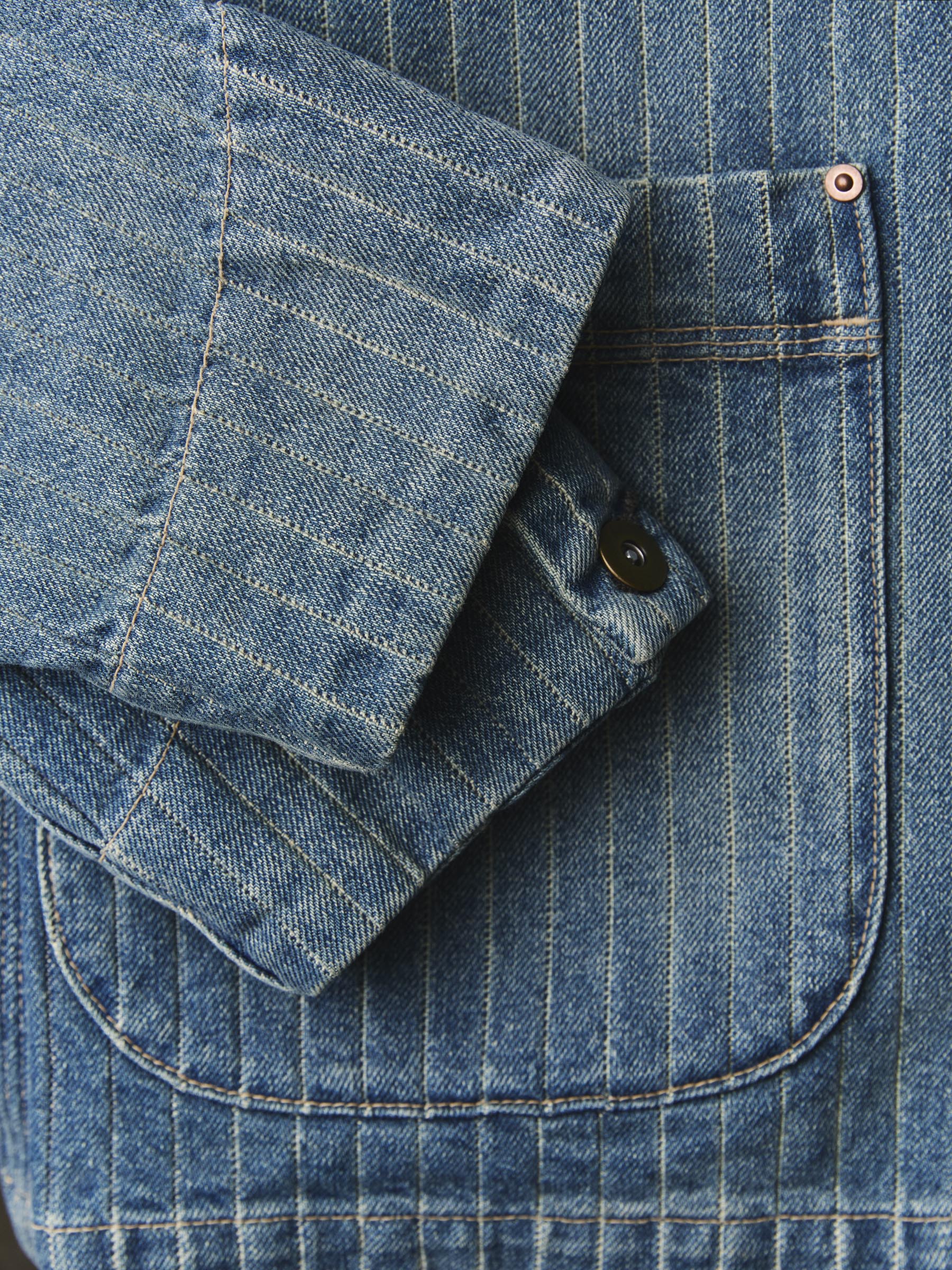 ranch jacket in washed indigo stripe - Image 8