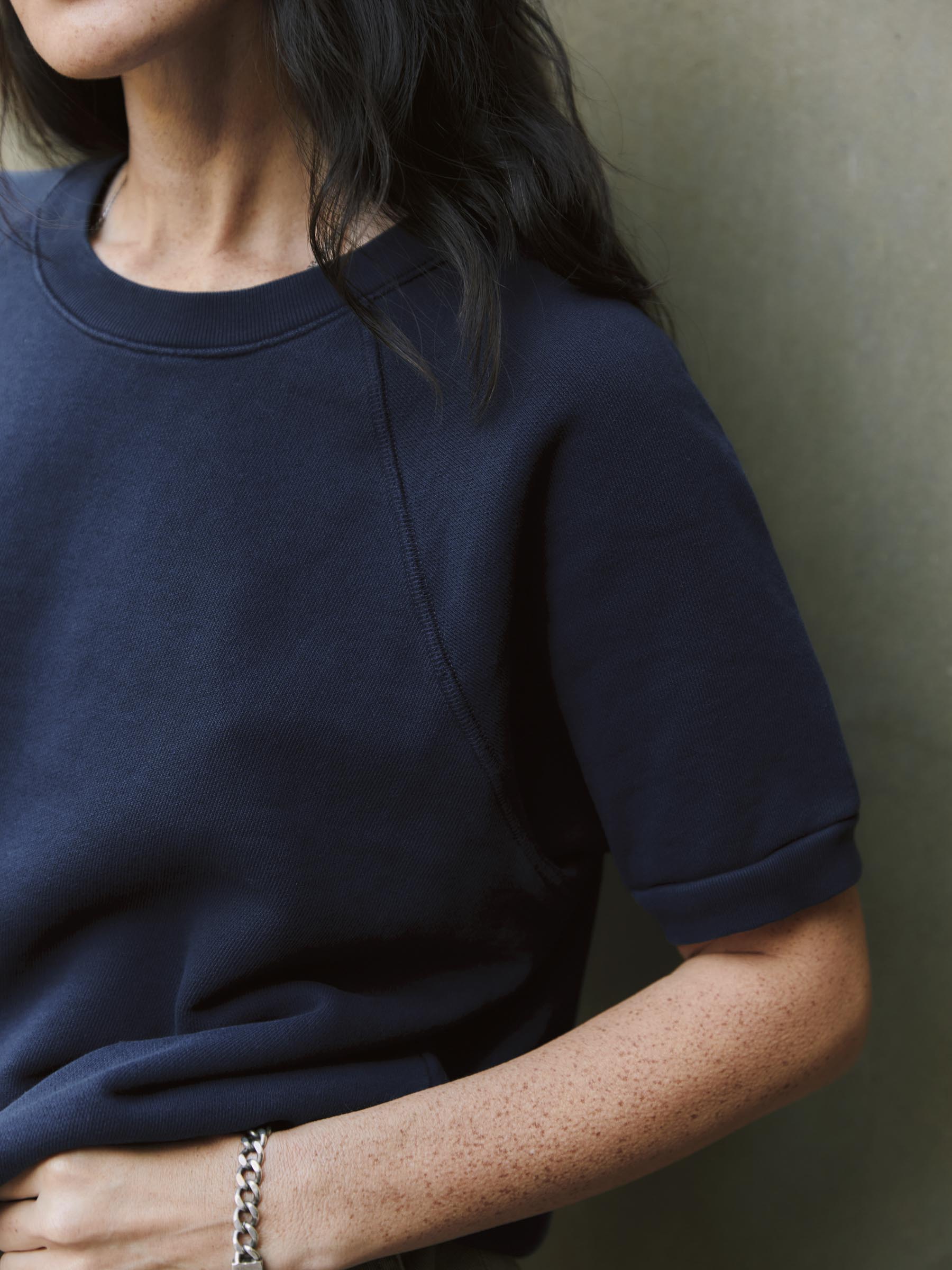 short sleeve raglan sweatshirt in navy - Image 4