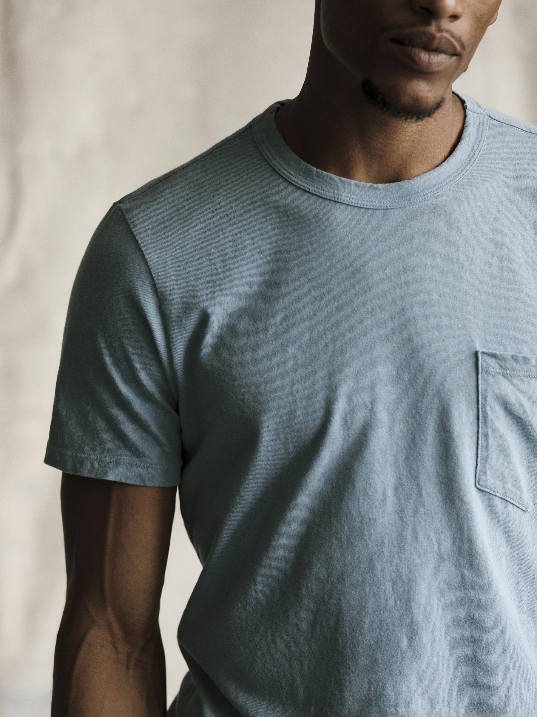 sky blue knit pocket tee - Image 2