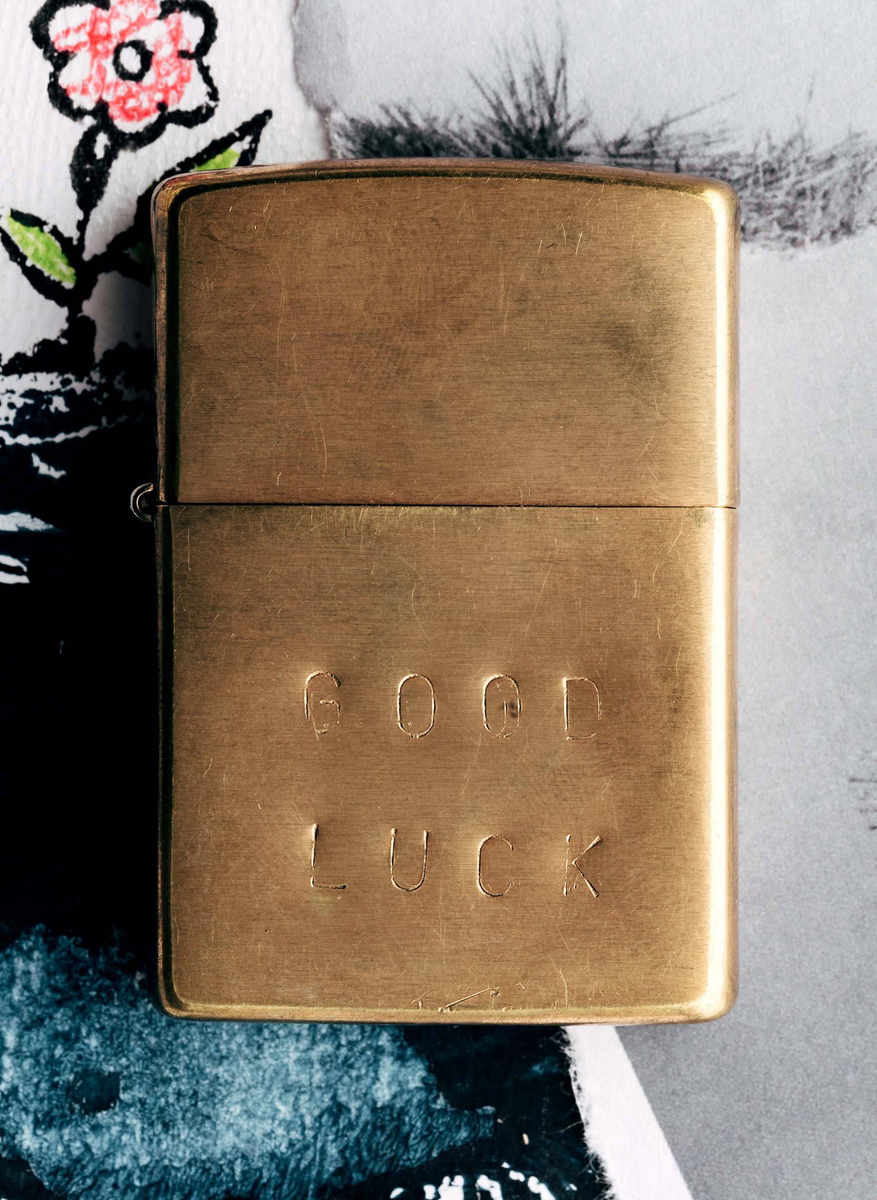 hand stamped "good luck" zippo - Image 3