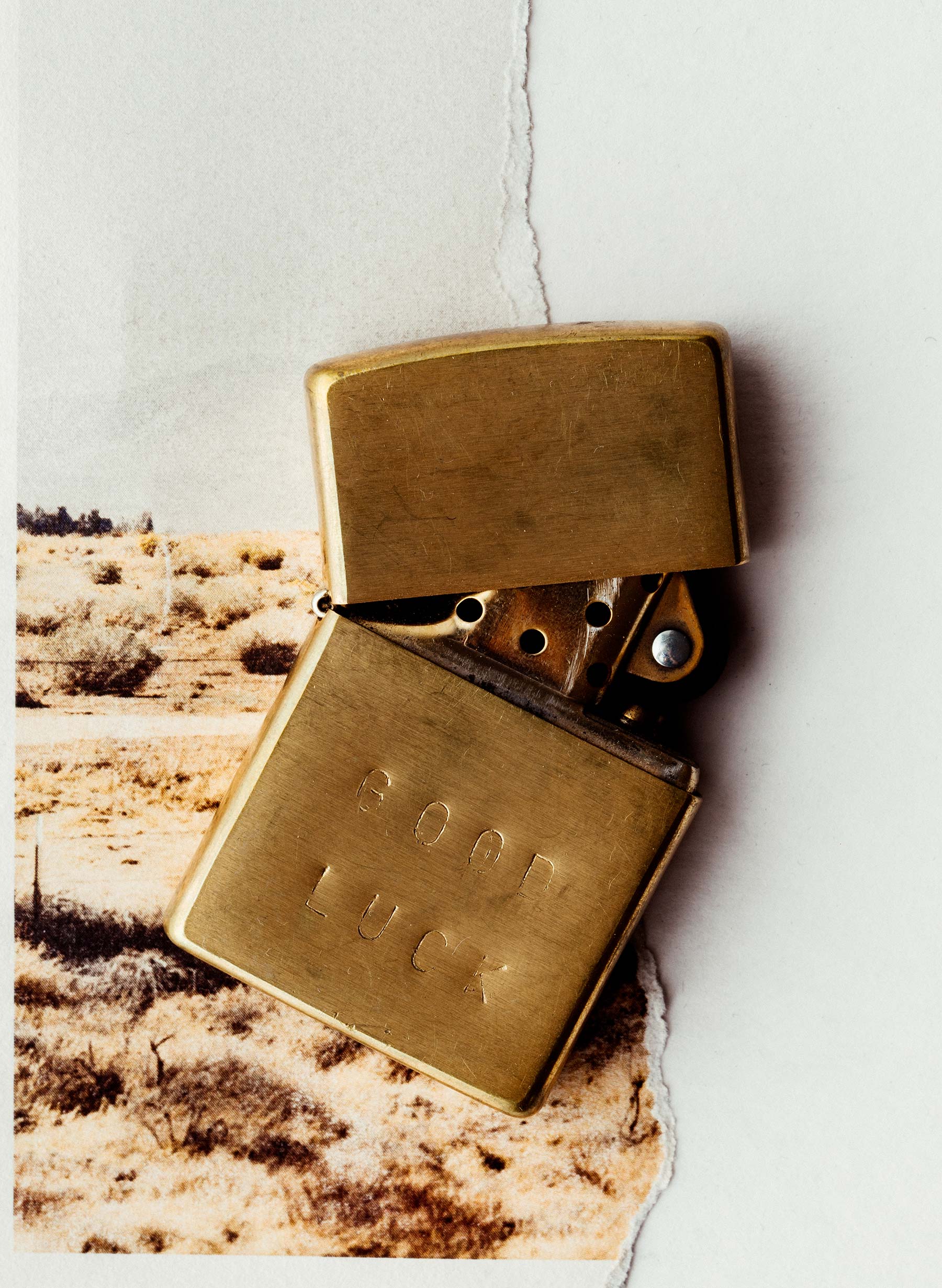 hand stamped "good luck" zippo - Image 4