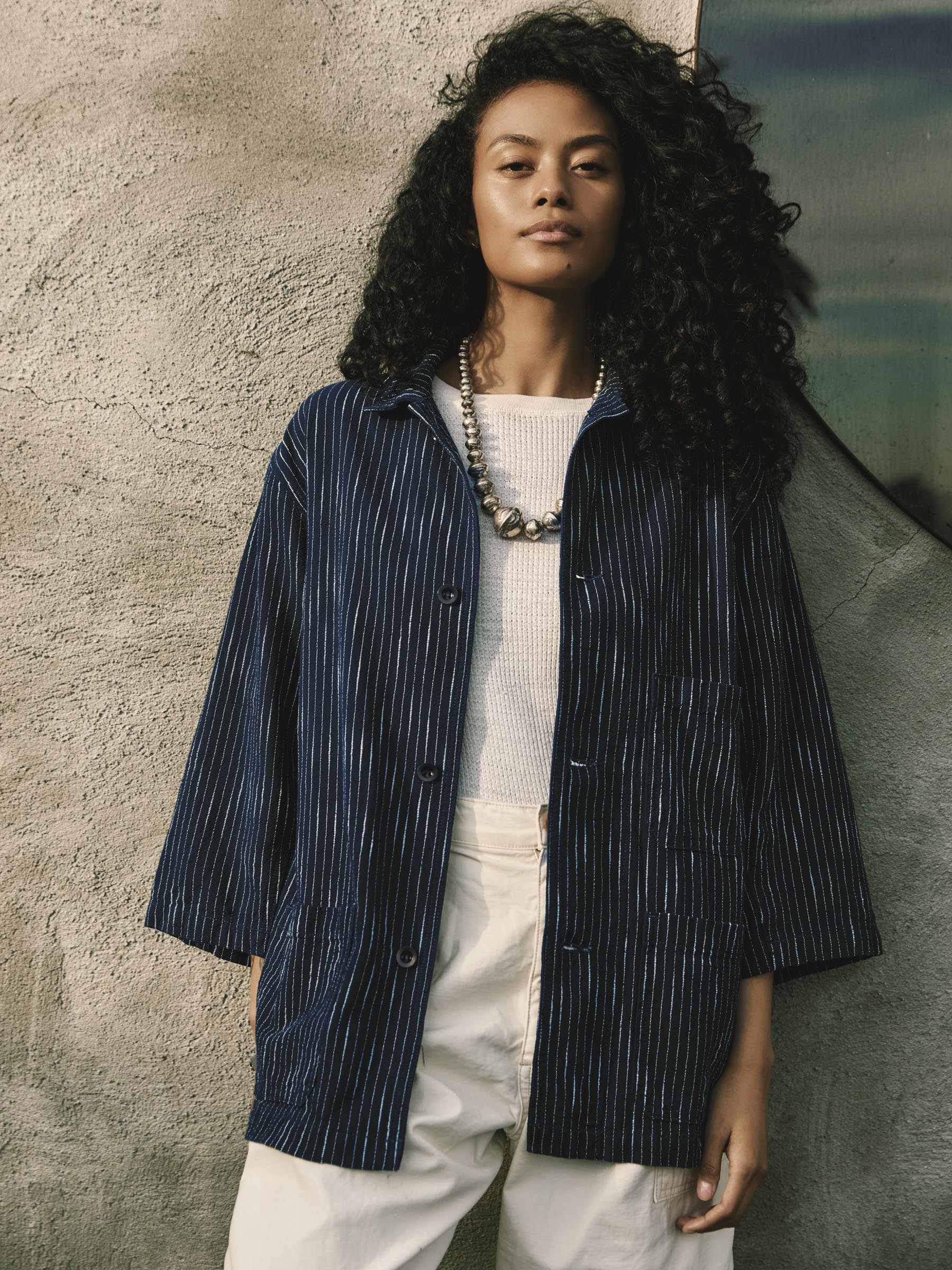 striped indigo studio jacket - Image 5