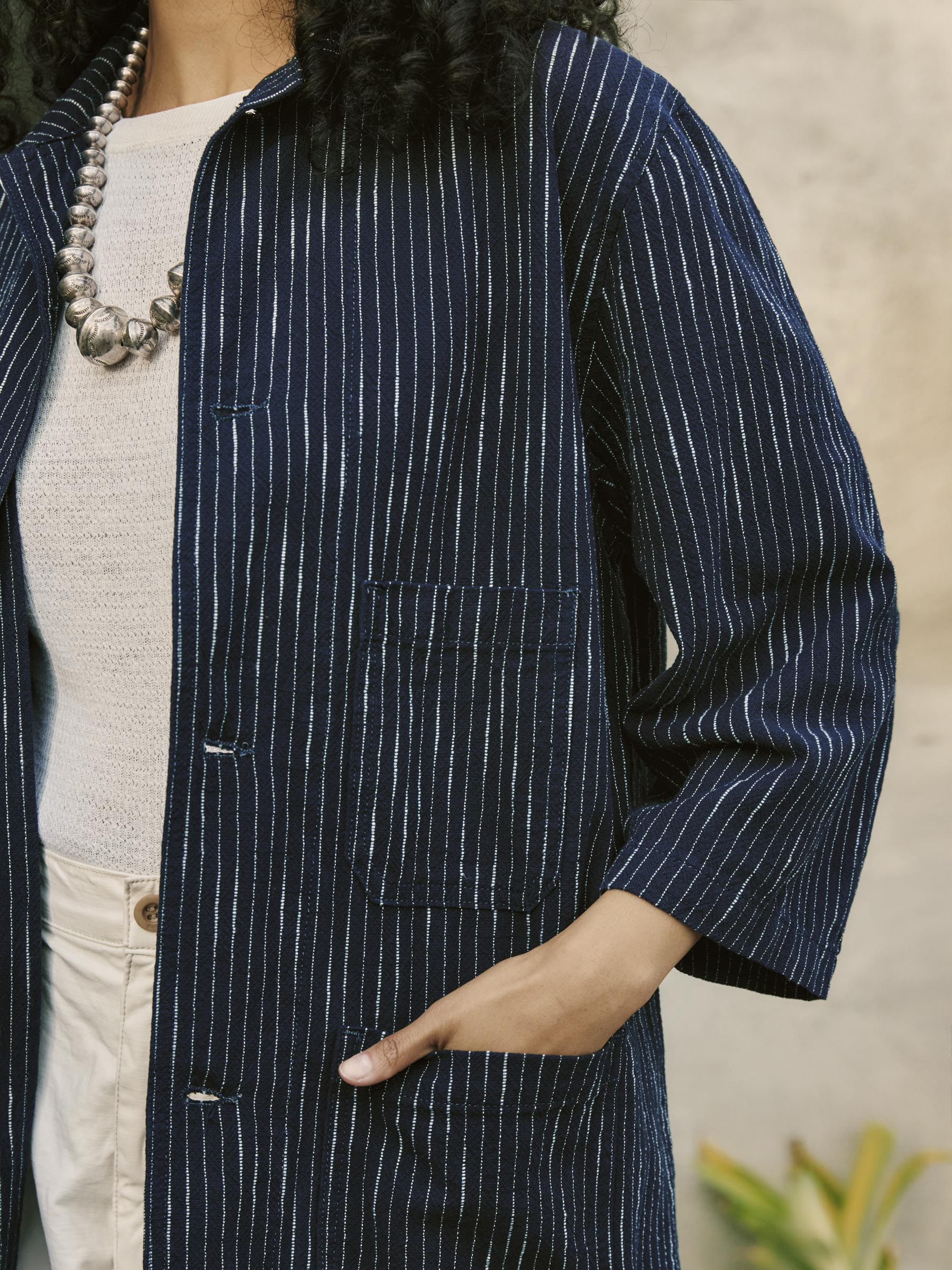 striped indigo studio jacket - Image 8