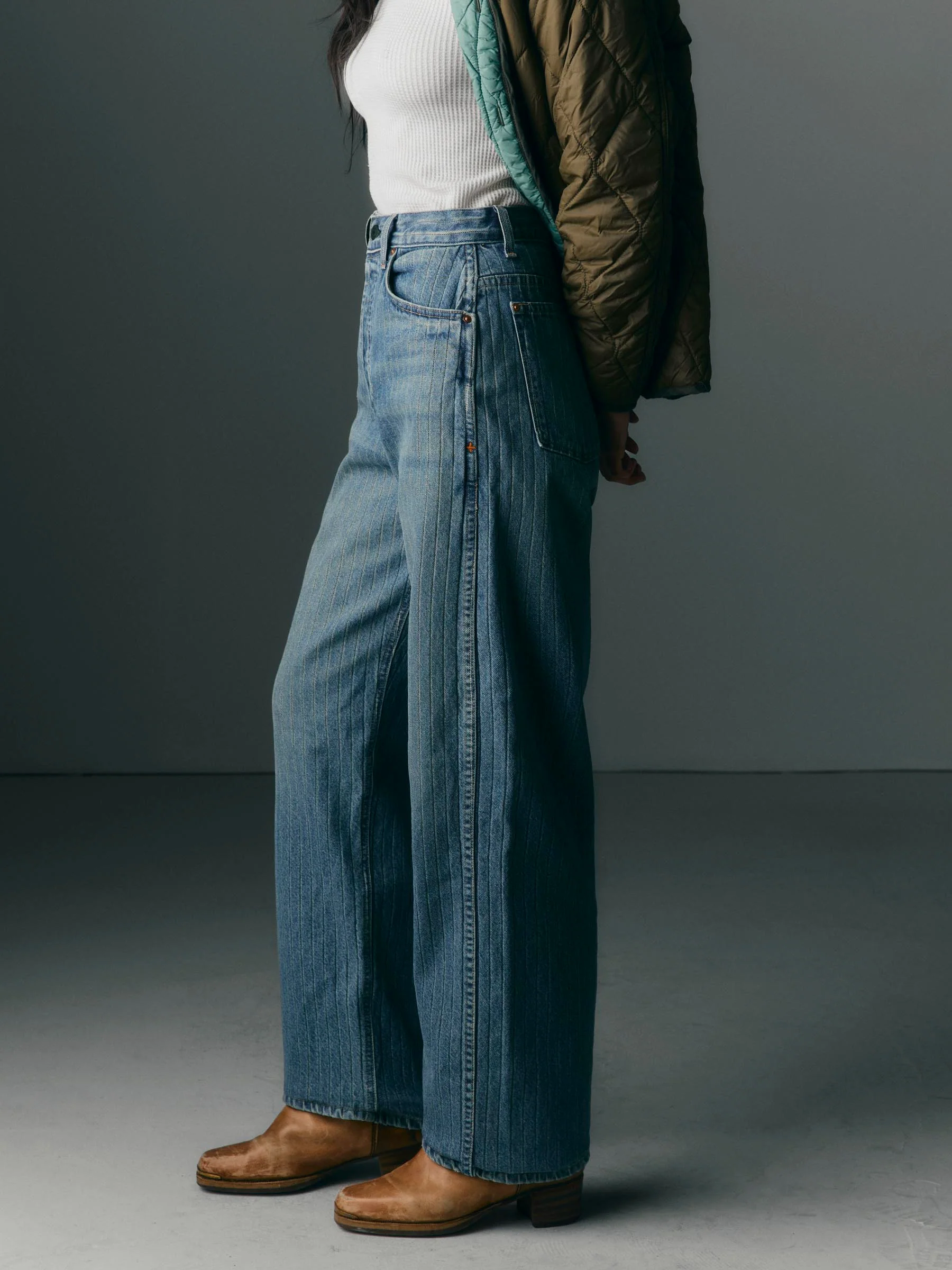 buckleback jean in washed indigo stripe - Image 4
