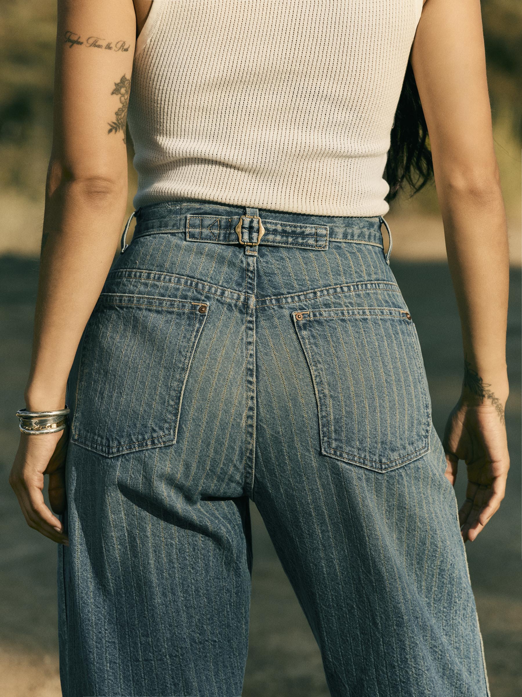 buckleback jean in washed indigo stripe - Image 6