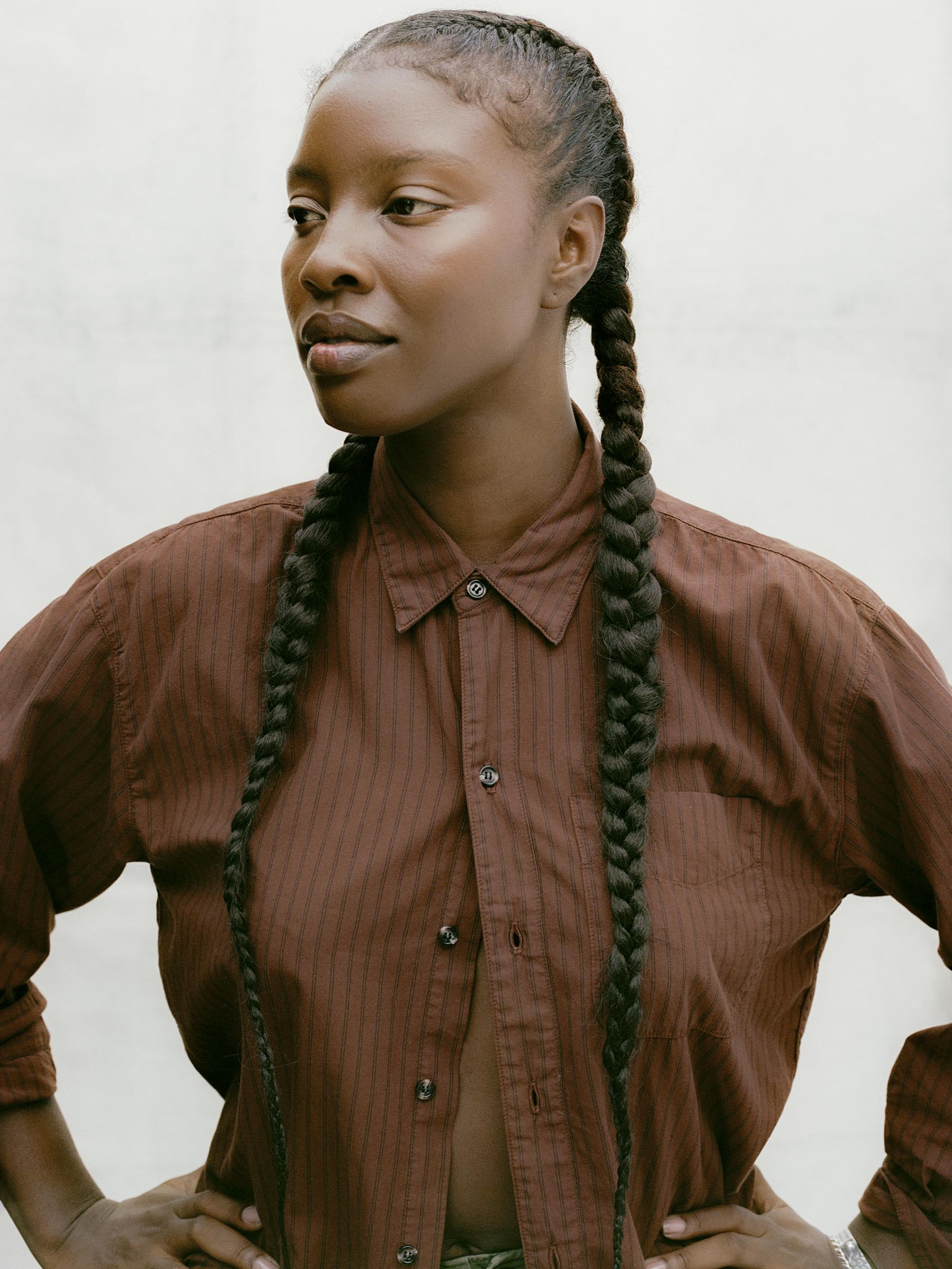 clyde brown striped cotton button up - Image 11