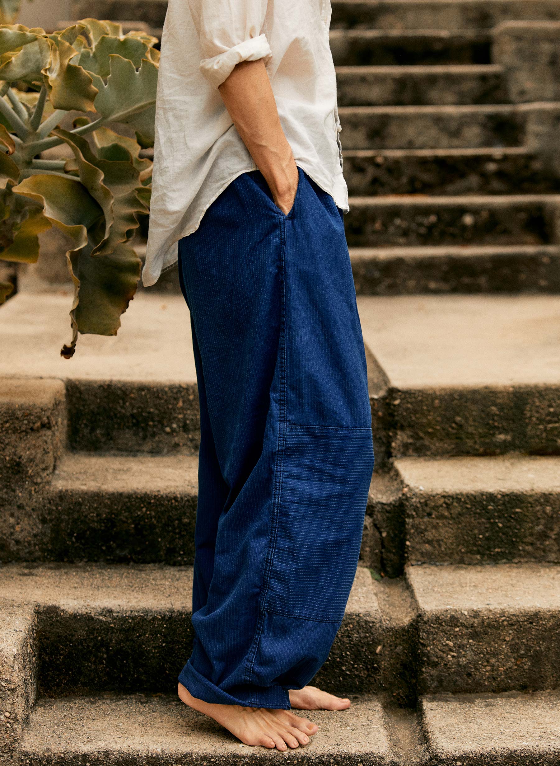 the flight pant in sashiko indigo - Image 4