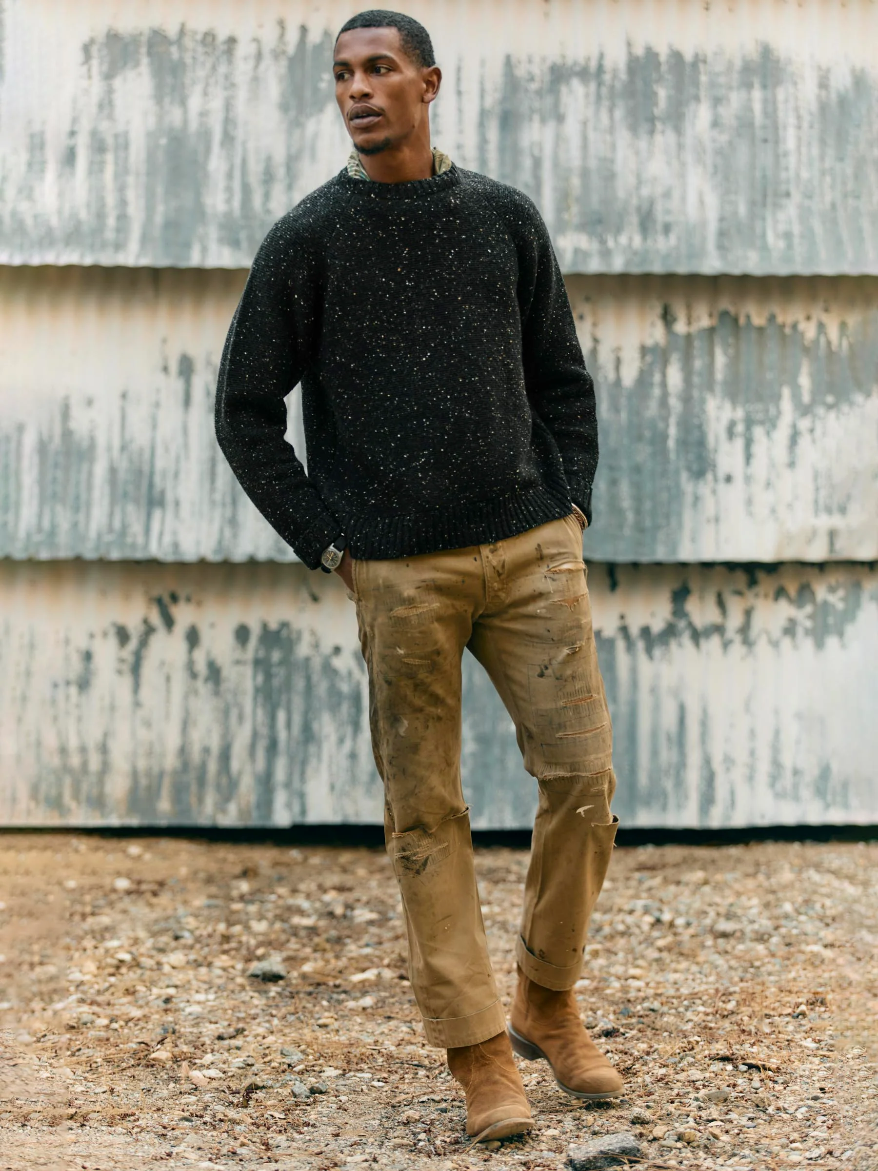 galway wool sweater in black nep - Image 6