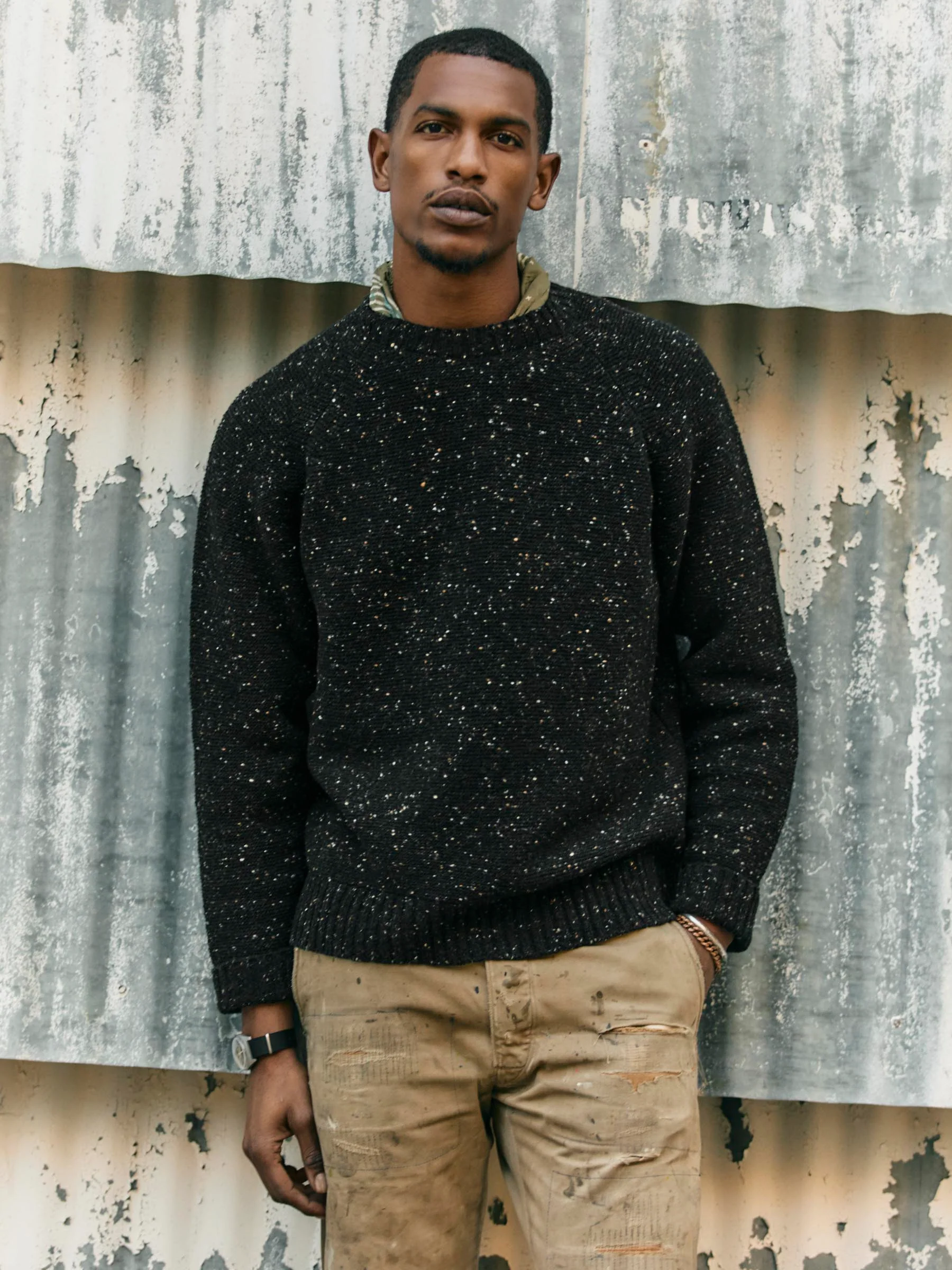 galway wool sweater in black nep - Image 9
