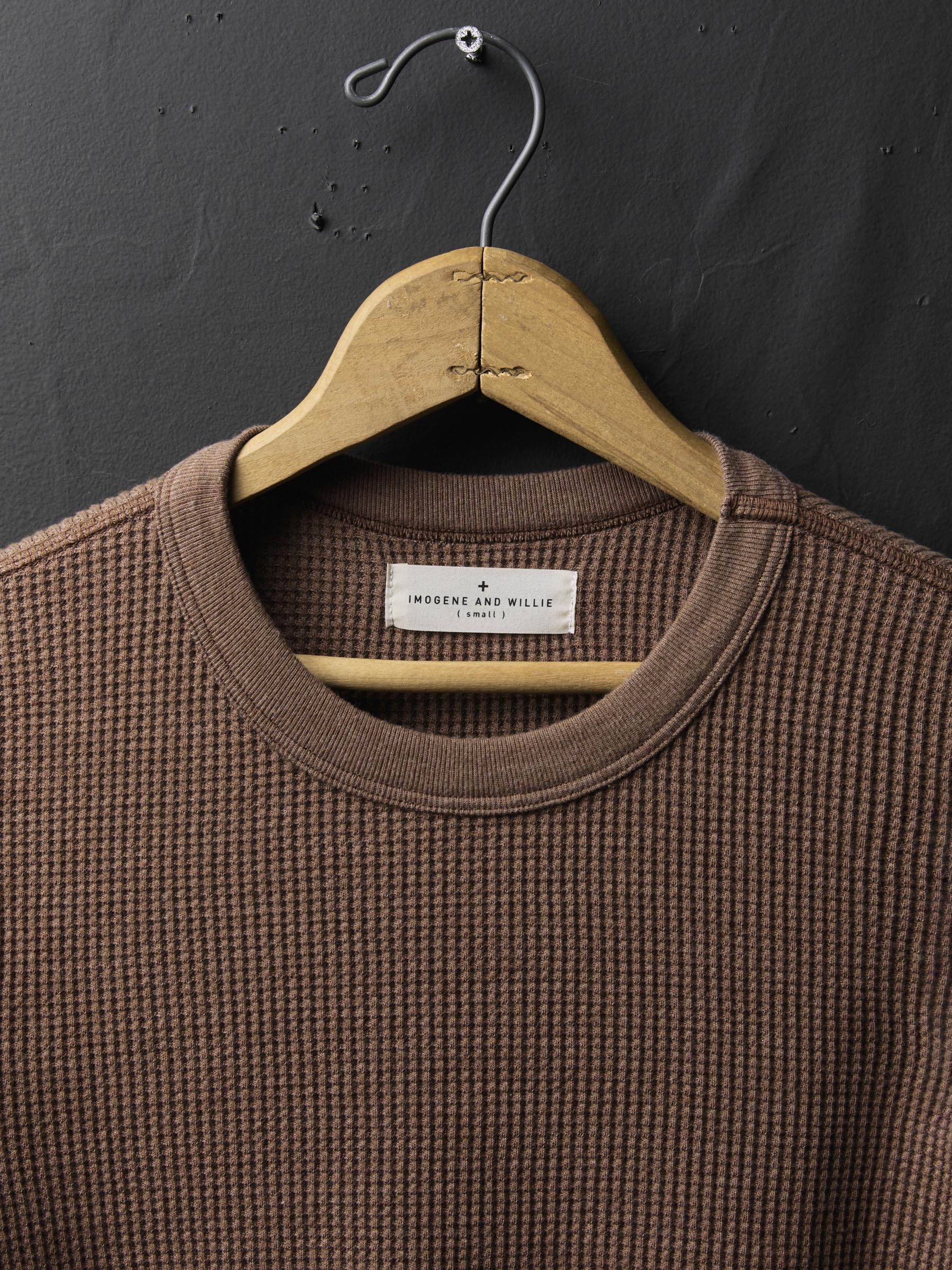 long sleeve waffle thermal in brown - Image 2