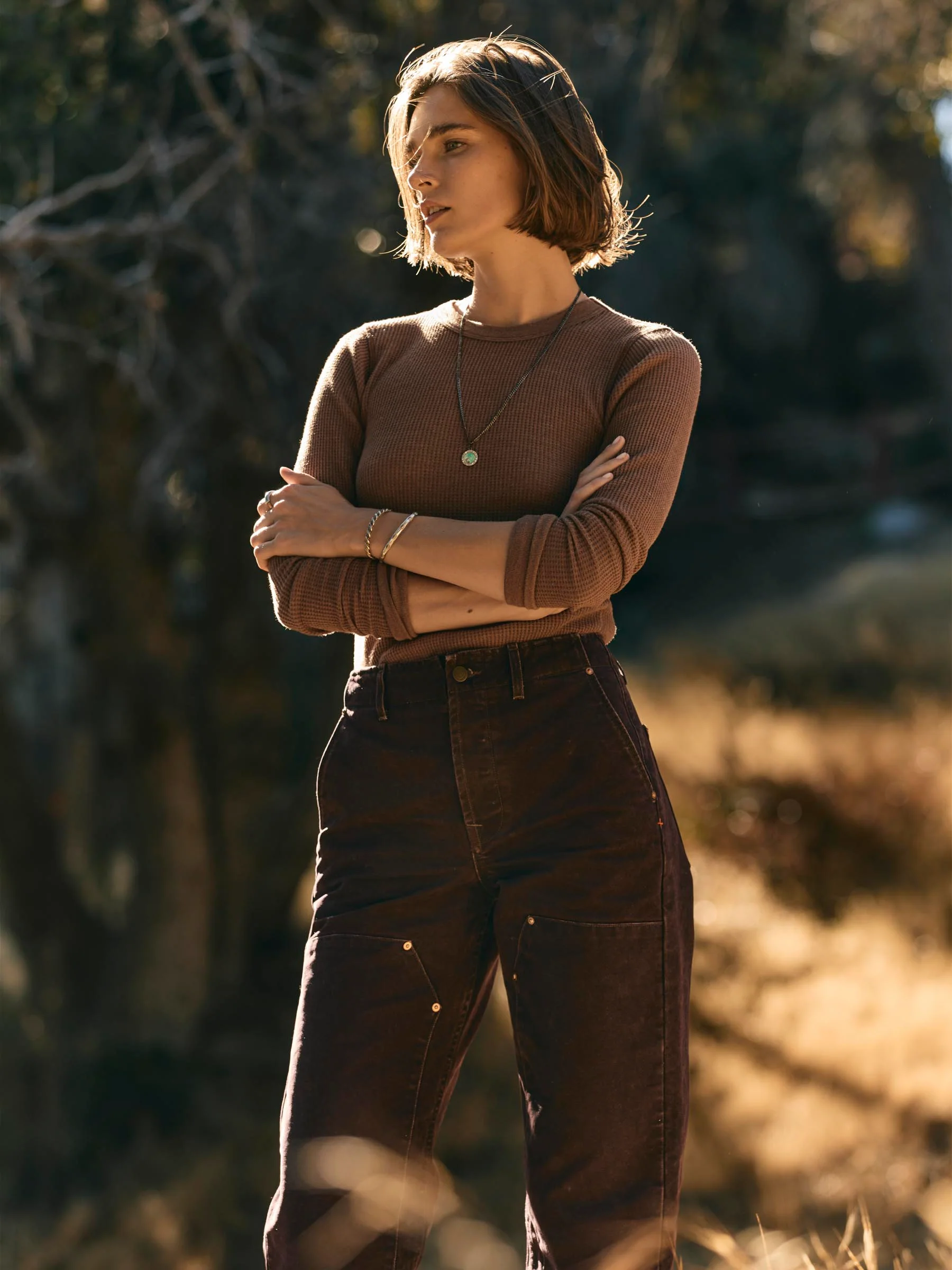 long sleeve waffle thermal in brown - Image 6